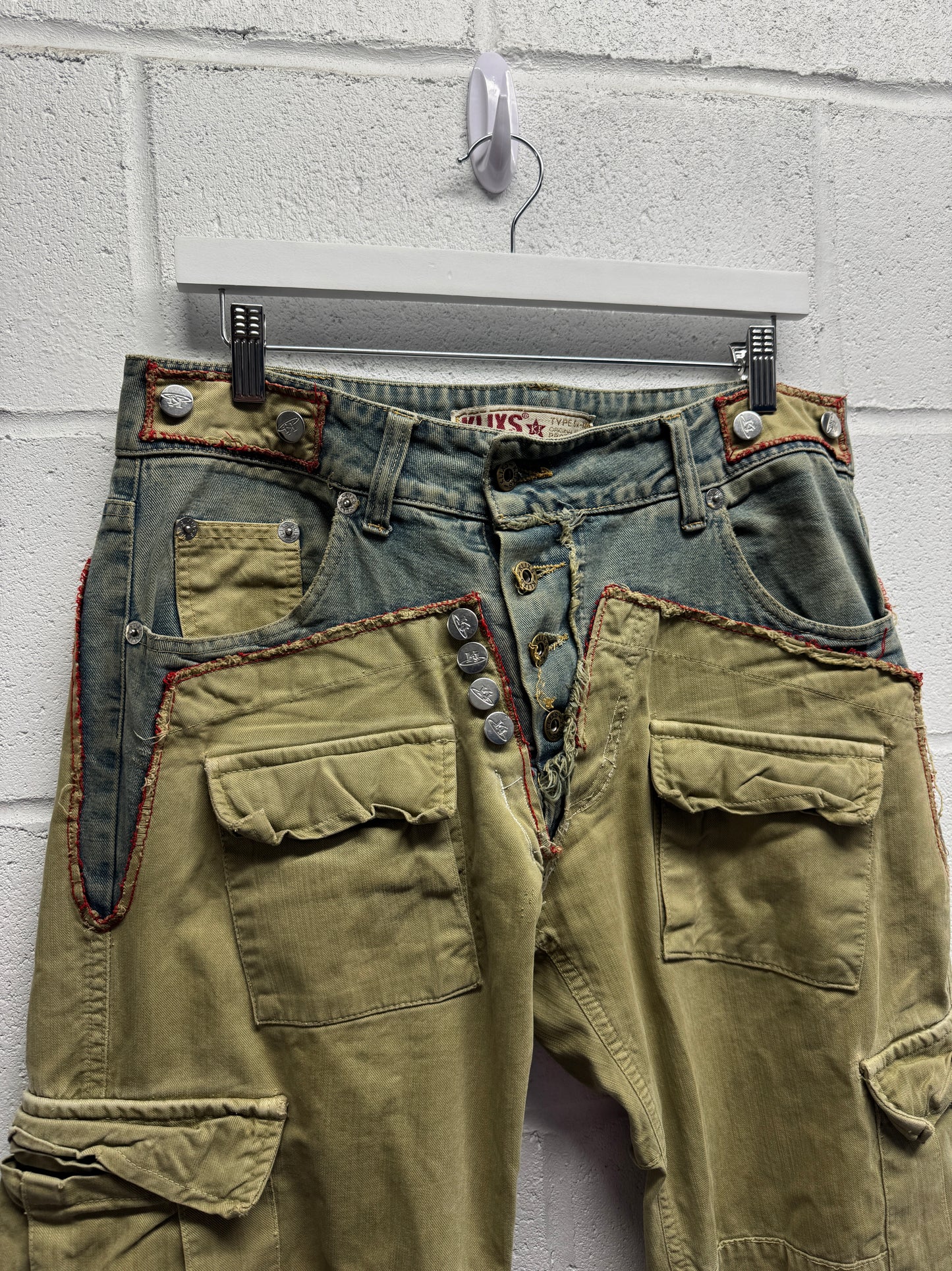 Y2K 2000s Klixs Distressed Flared Cargo Pants [34]
