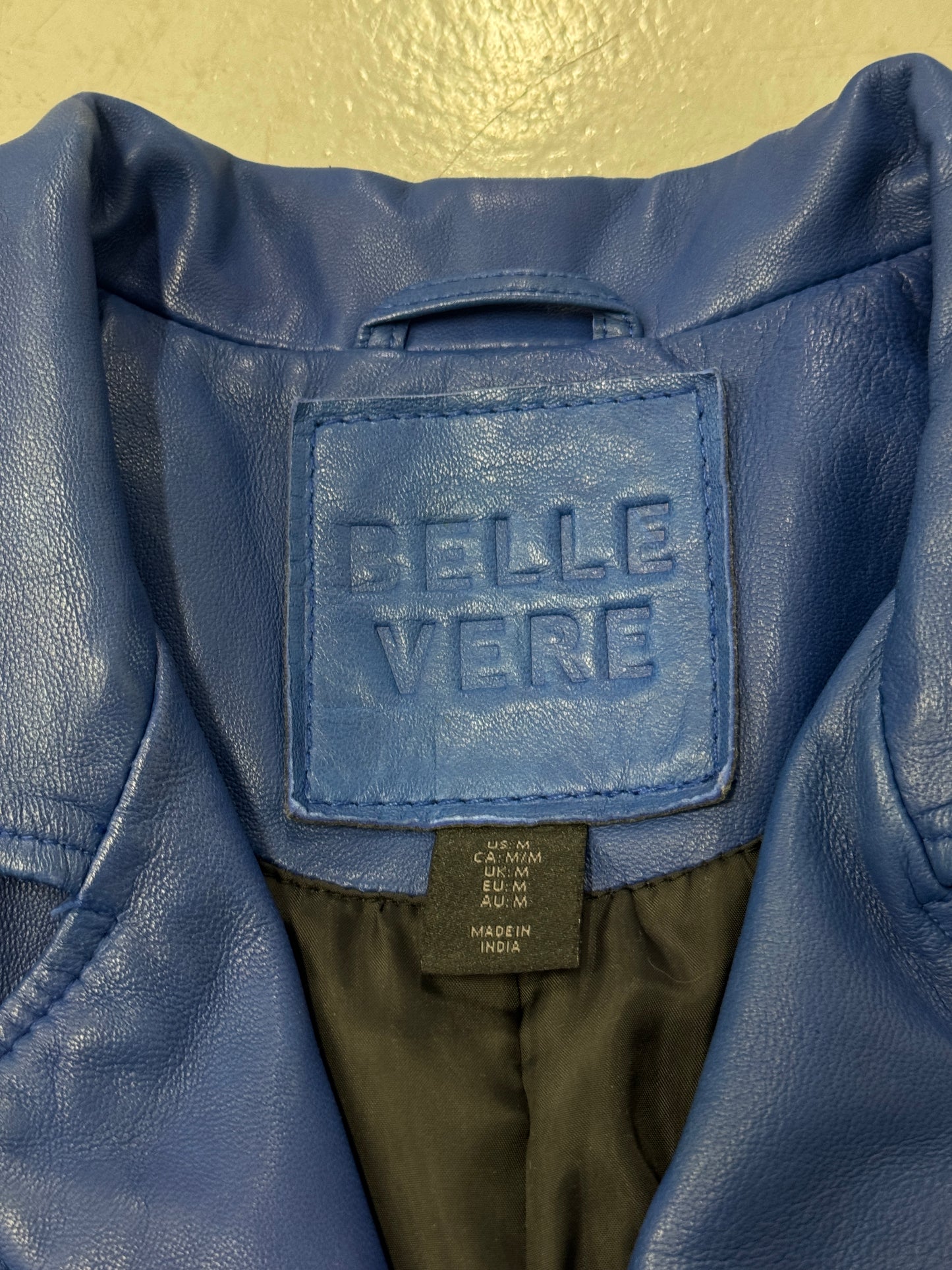 2000s Blue Leather Moto Jacket [M]