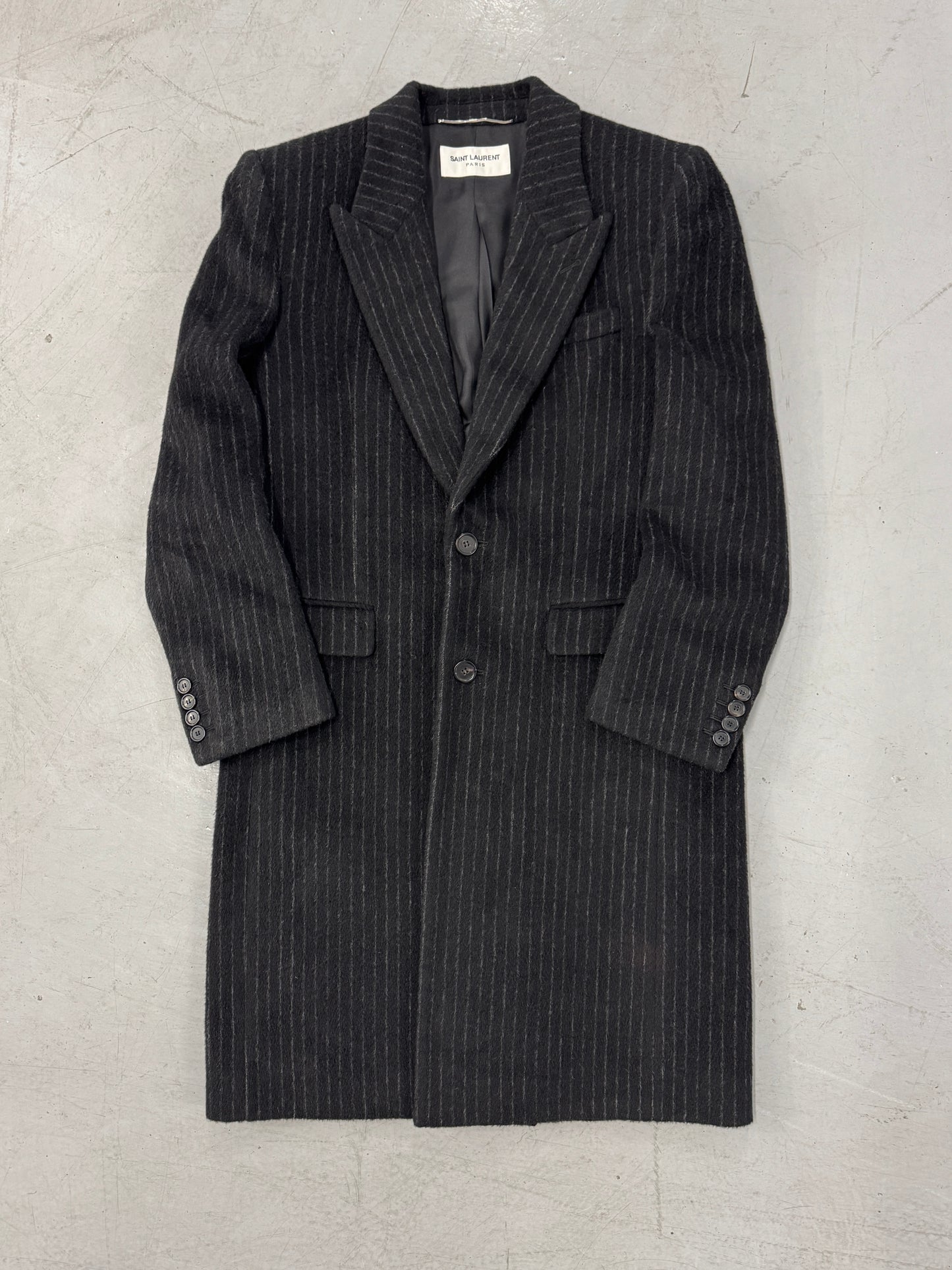 Saint Laurent 2023 Striped Wool Overcoat [50]