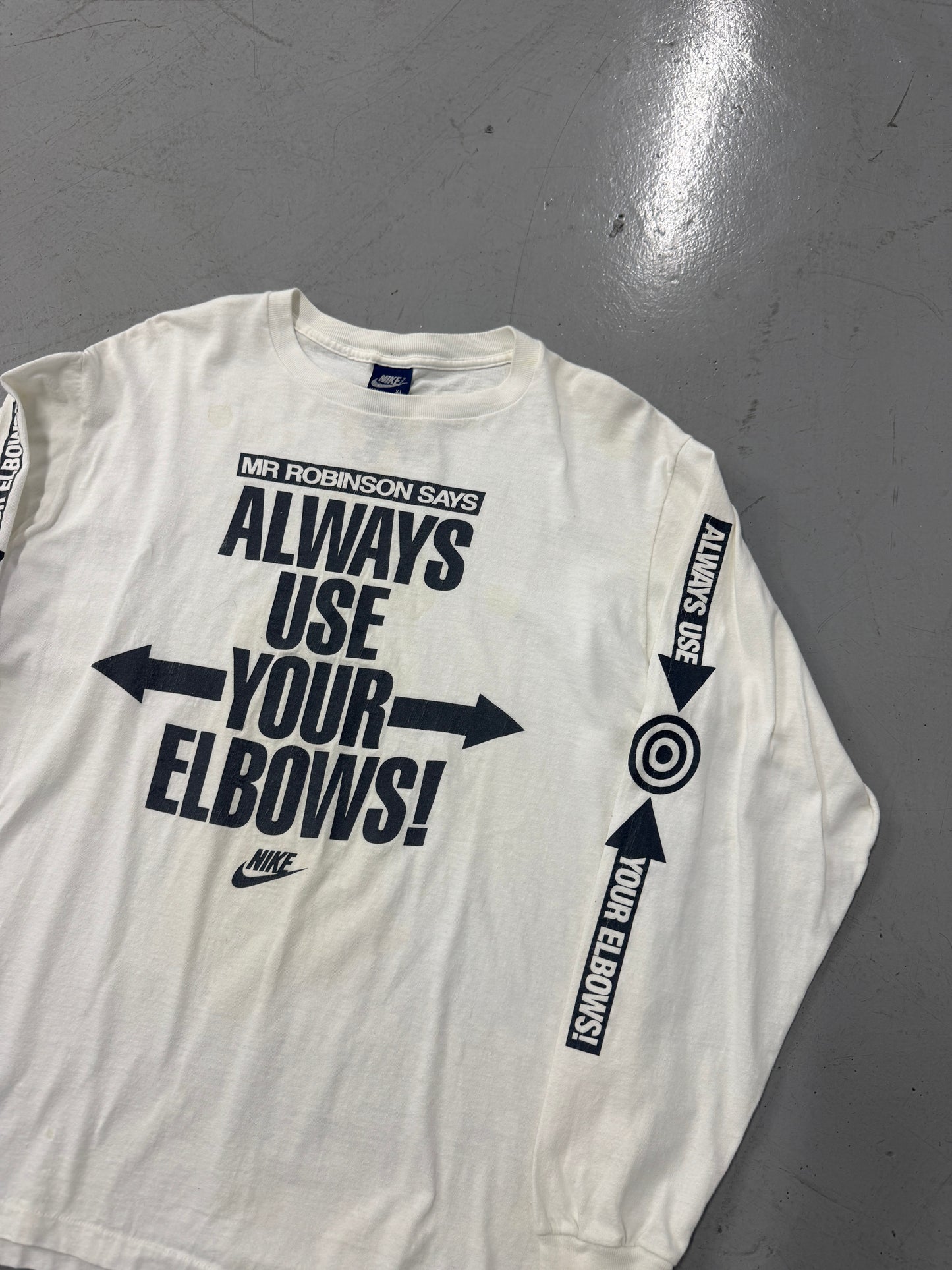 1990s Mr. Robinson "Use Your Elbows" Longsleeve T-Shirt [XL]