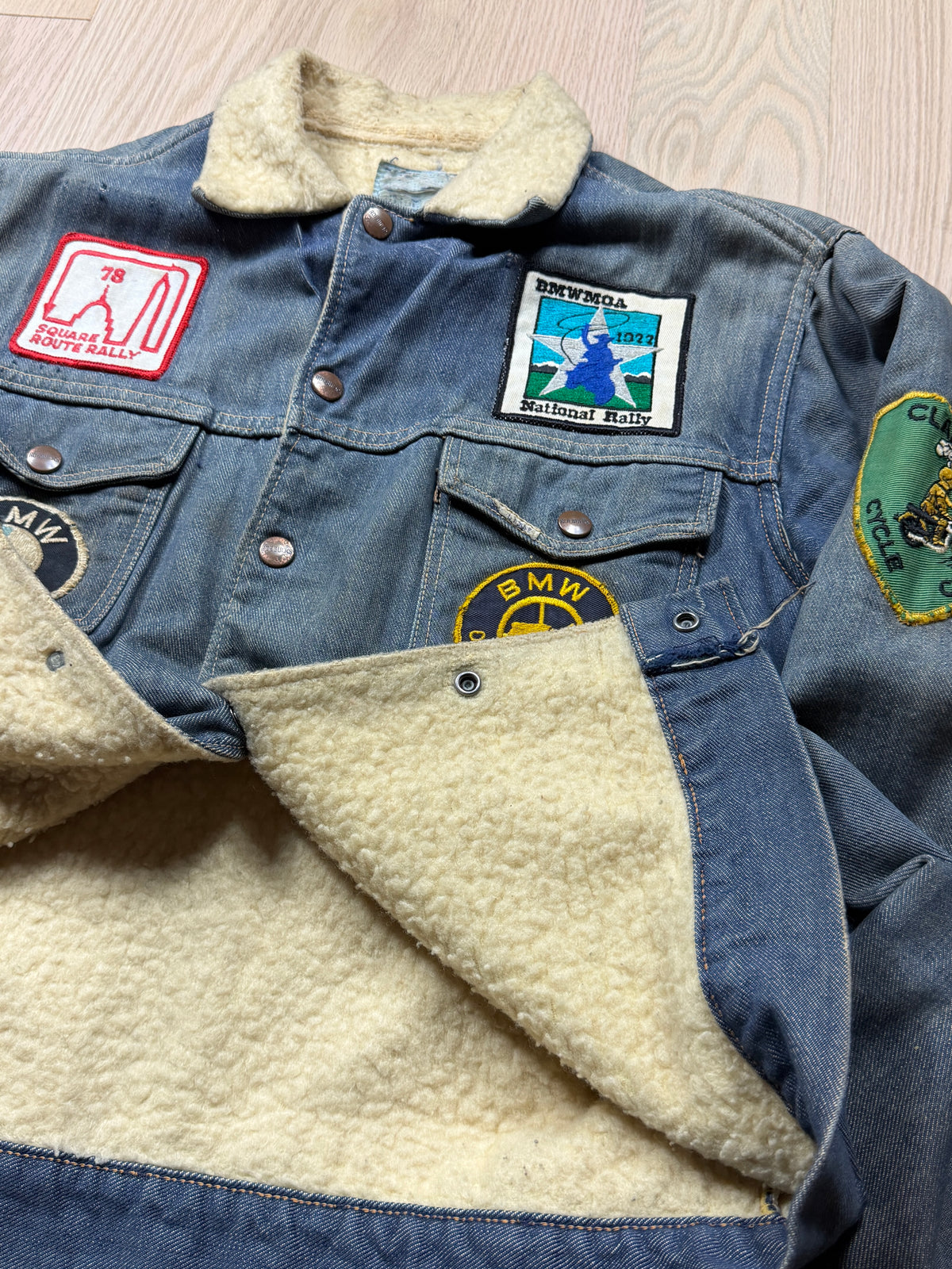 1960s BMW Patcha Sherpa Lined Denim Jacket [M/L]