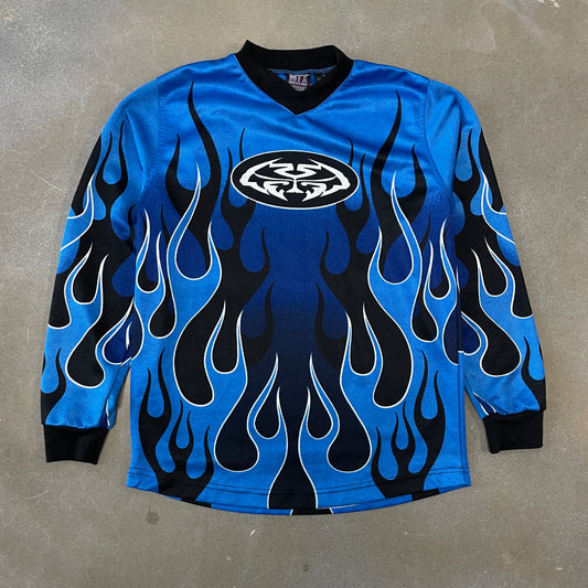 Y2K Blue Flame Longsleeve Motorcross Jersey