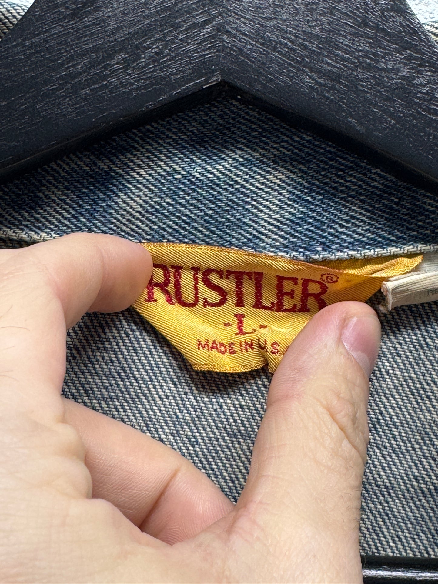 1980s Distressed Rustler Denim Trucker Jacket [L]