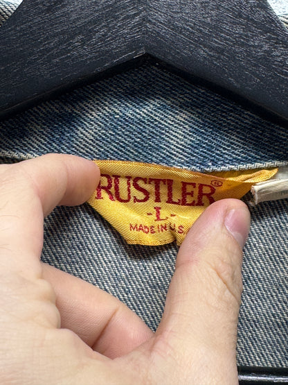 1980s Distressed Rustler Denim Trucker Jacket [L]