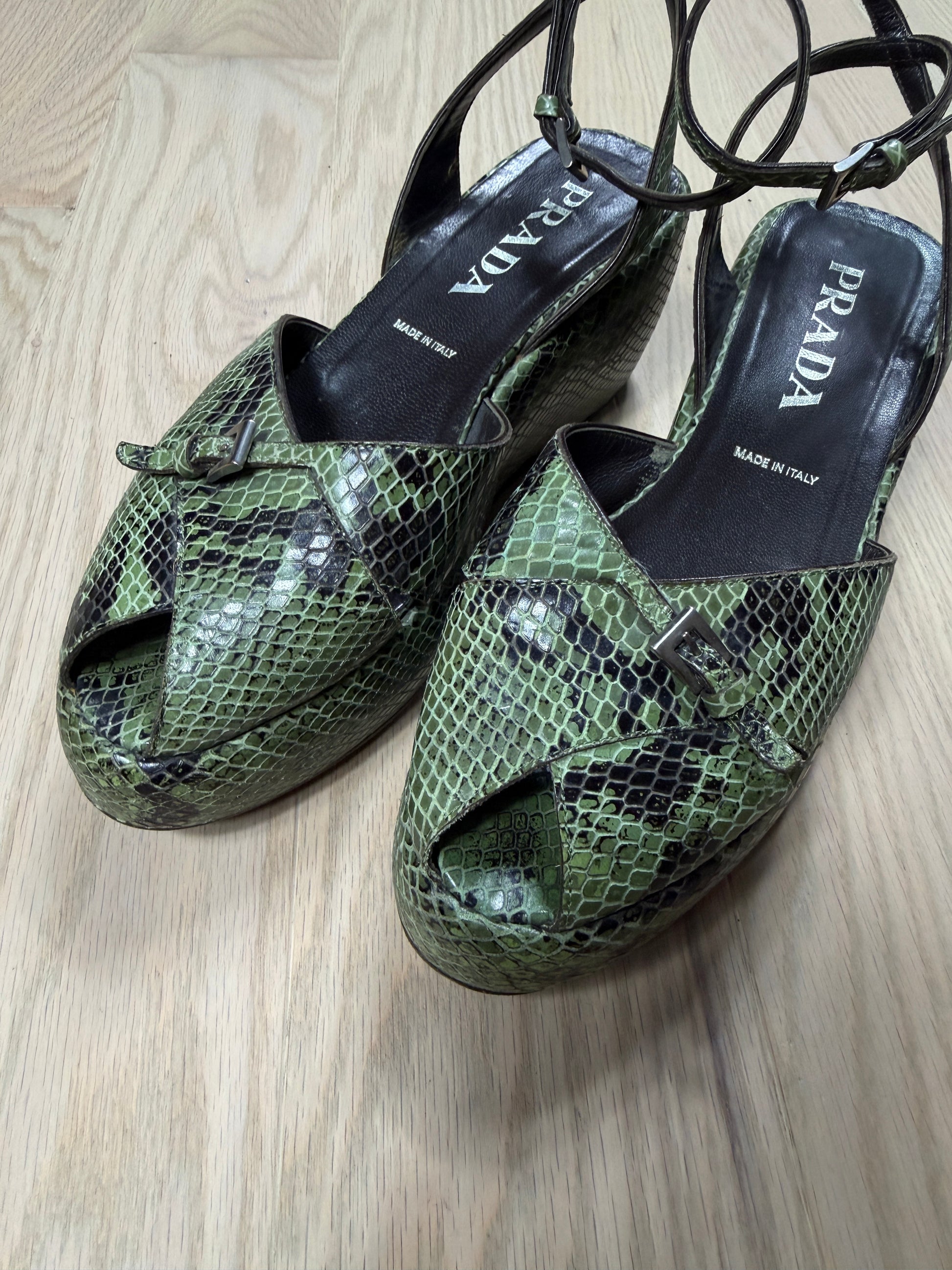 Prada Snake Wedges