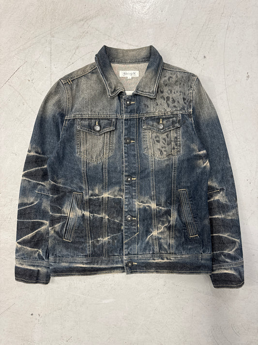 Growth by In The Attic Faded Cheetah Print Denim Jacket [L]