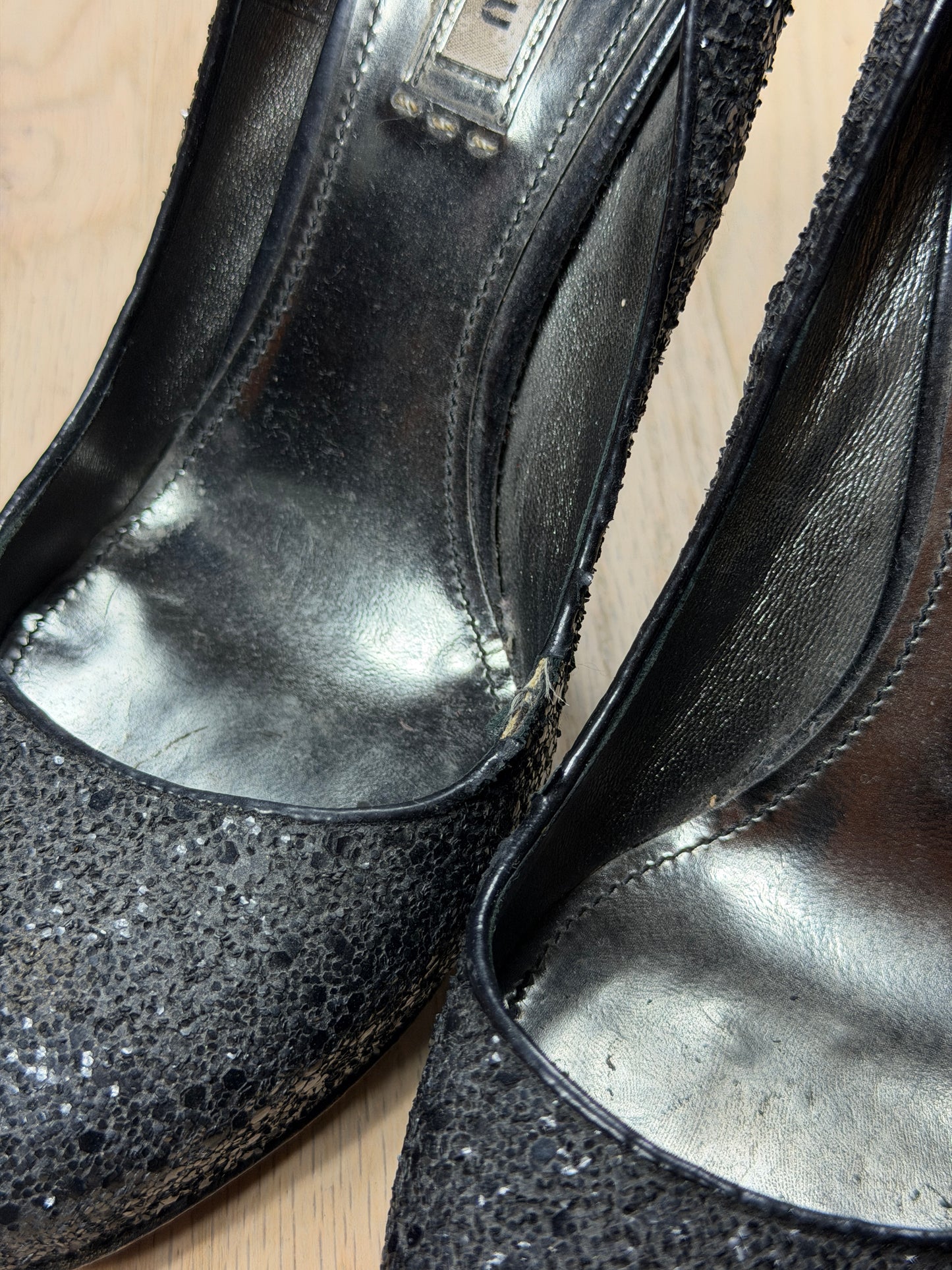 00s miu miu glitter heels