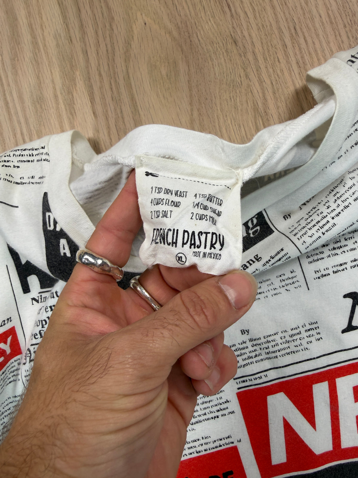 2000s Newspaper Print T-Shirt [S/M]