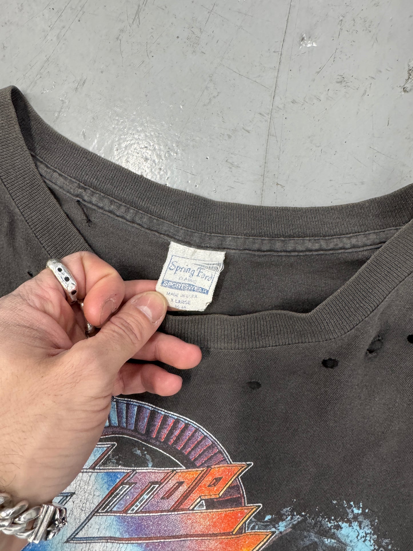 1990s Thrashed ZZ Top Band T-Shirt [XL]