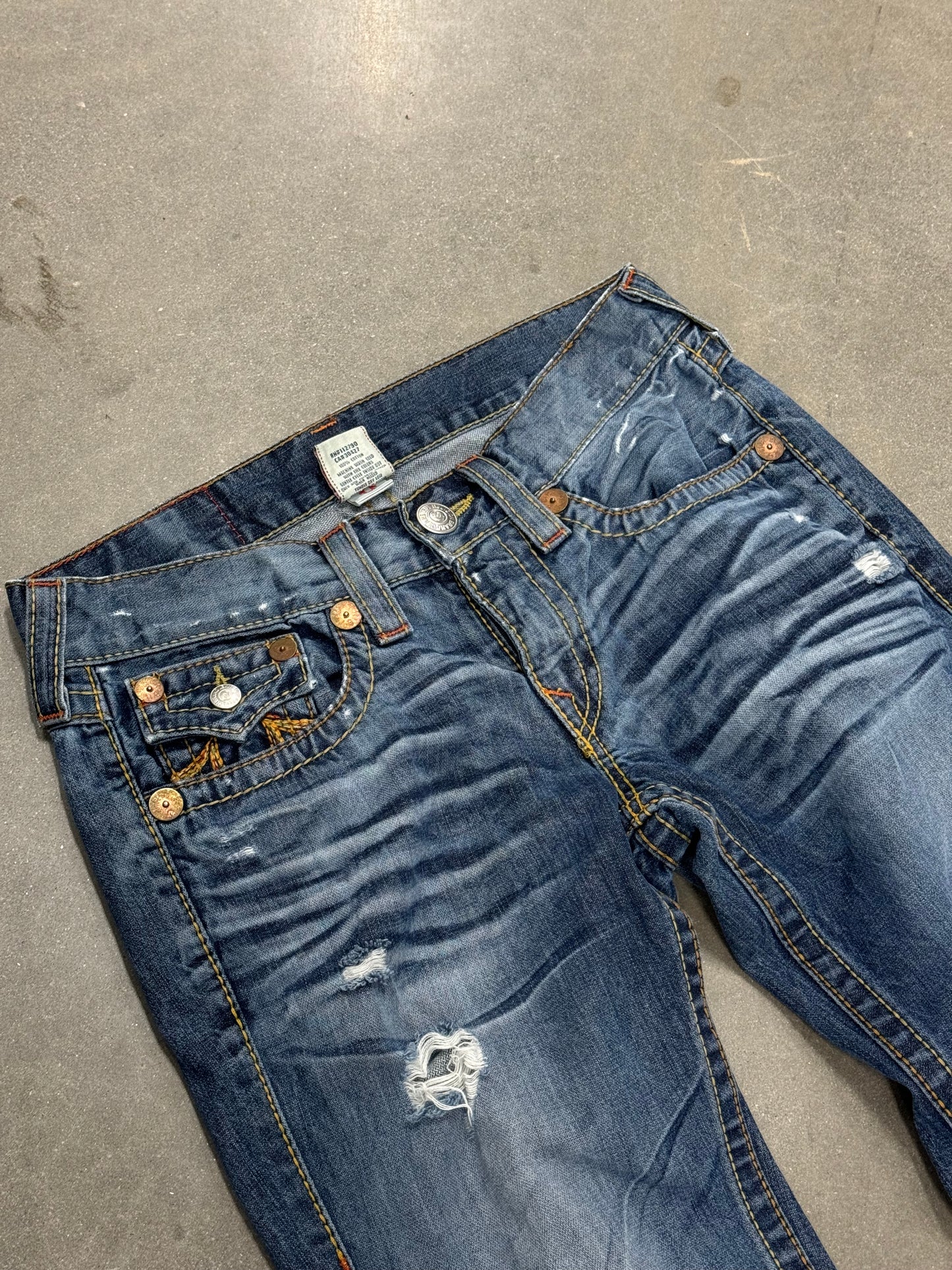 Vintage Y2K True Religion Baggy Rainbow Ricky Cut Jeans [34x35]