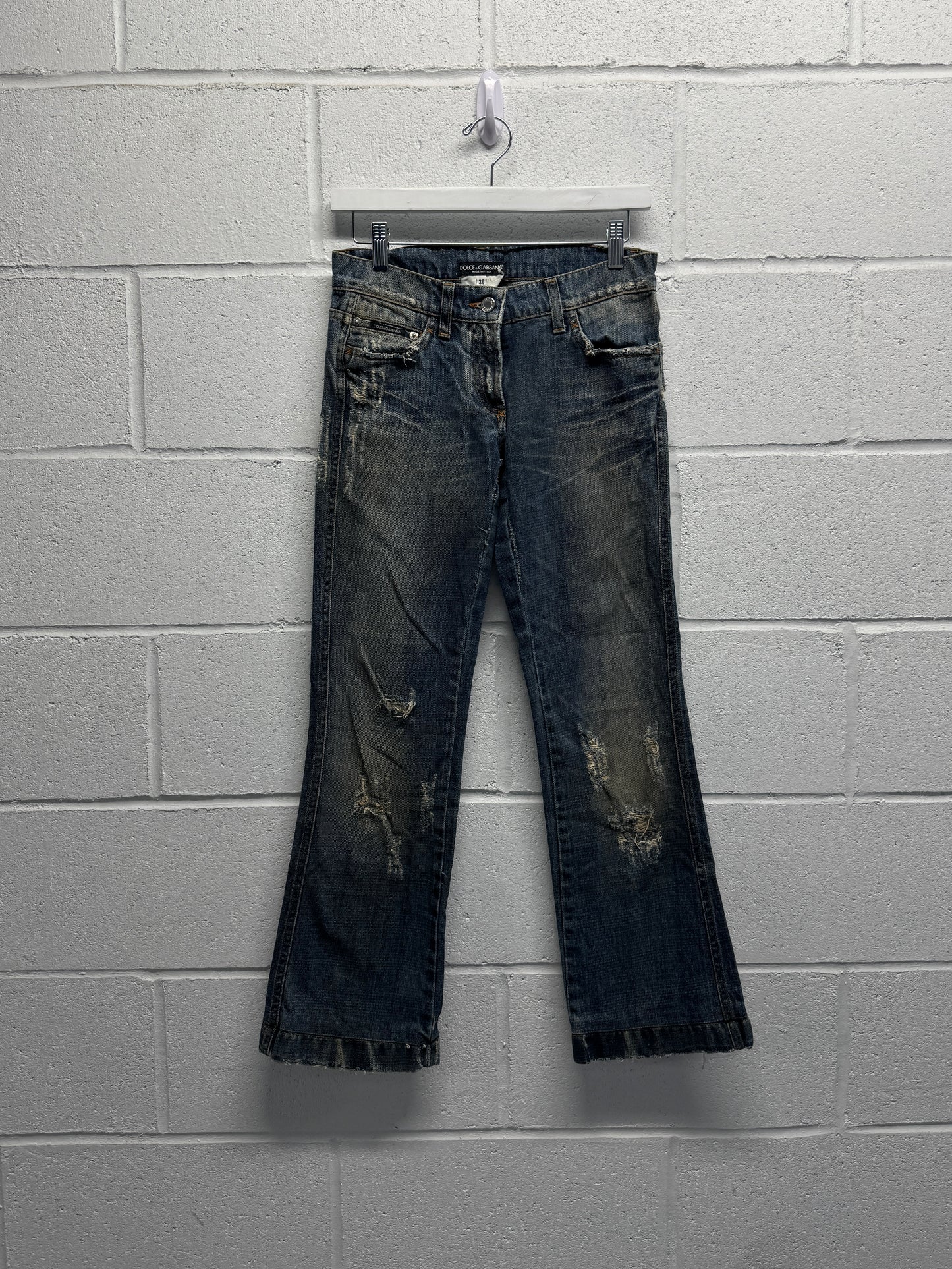 Y2K 2000s Dolce&Gabbana Rhinestone Low Rise Flared Jeans [28]