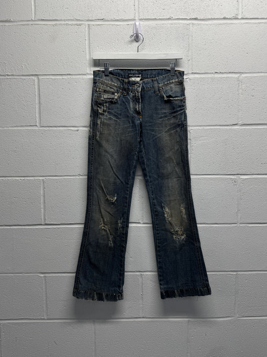 Y2K 2000s Dolce&Gabbana Rhinestone Low Rise Flared Jeans [28]