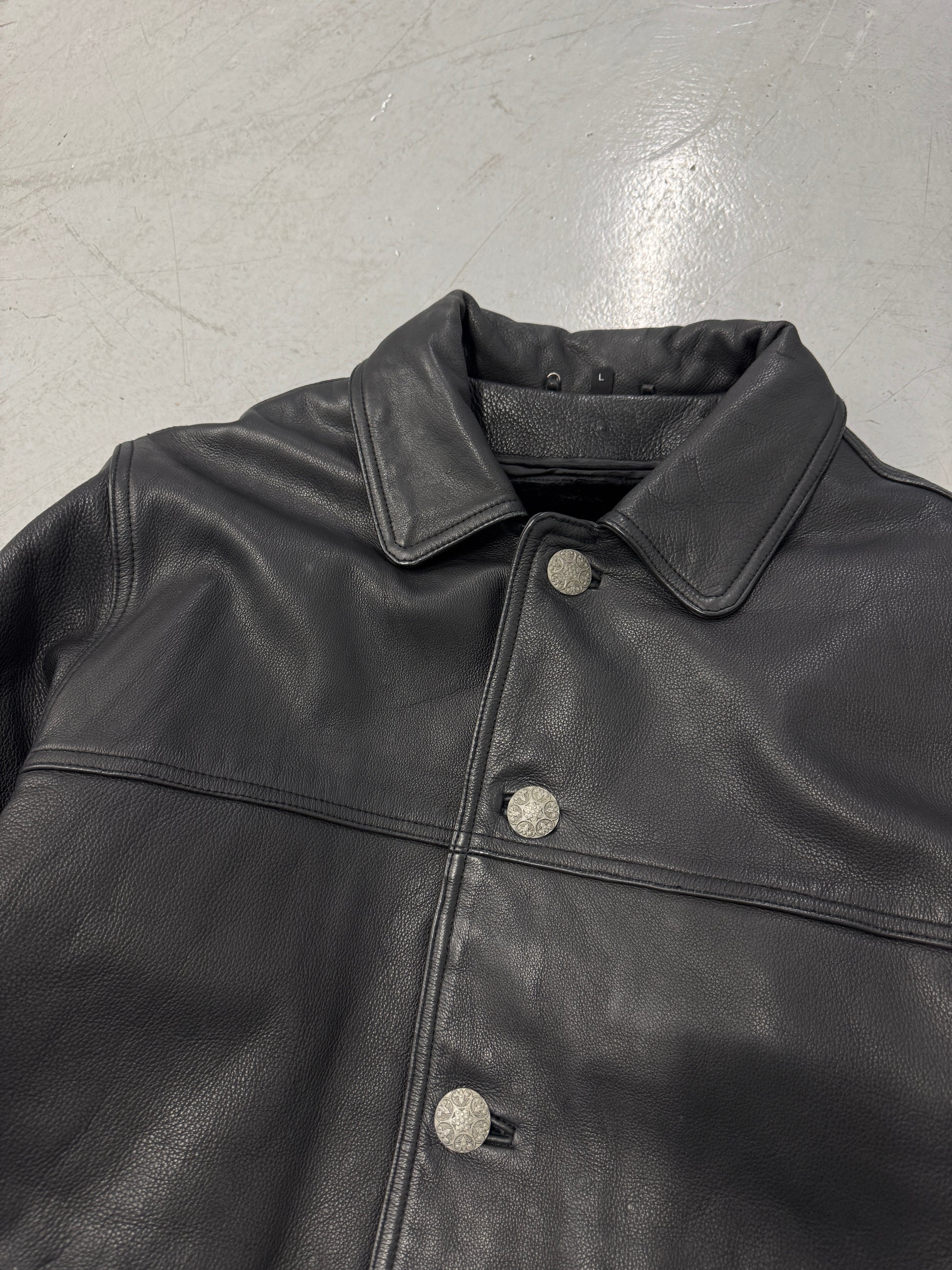 1990s Leather Shirt Jacket [M/L]