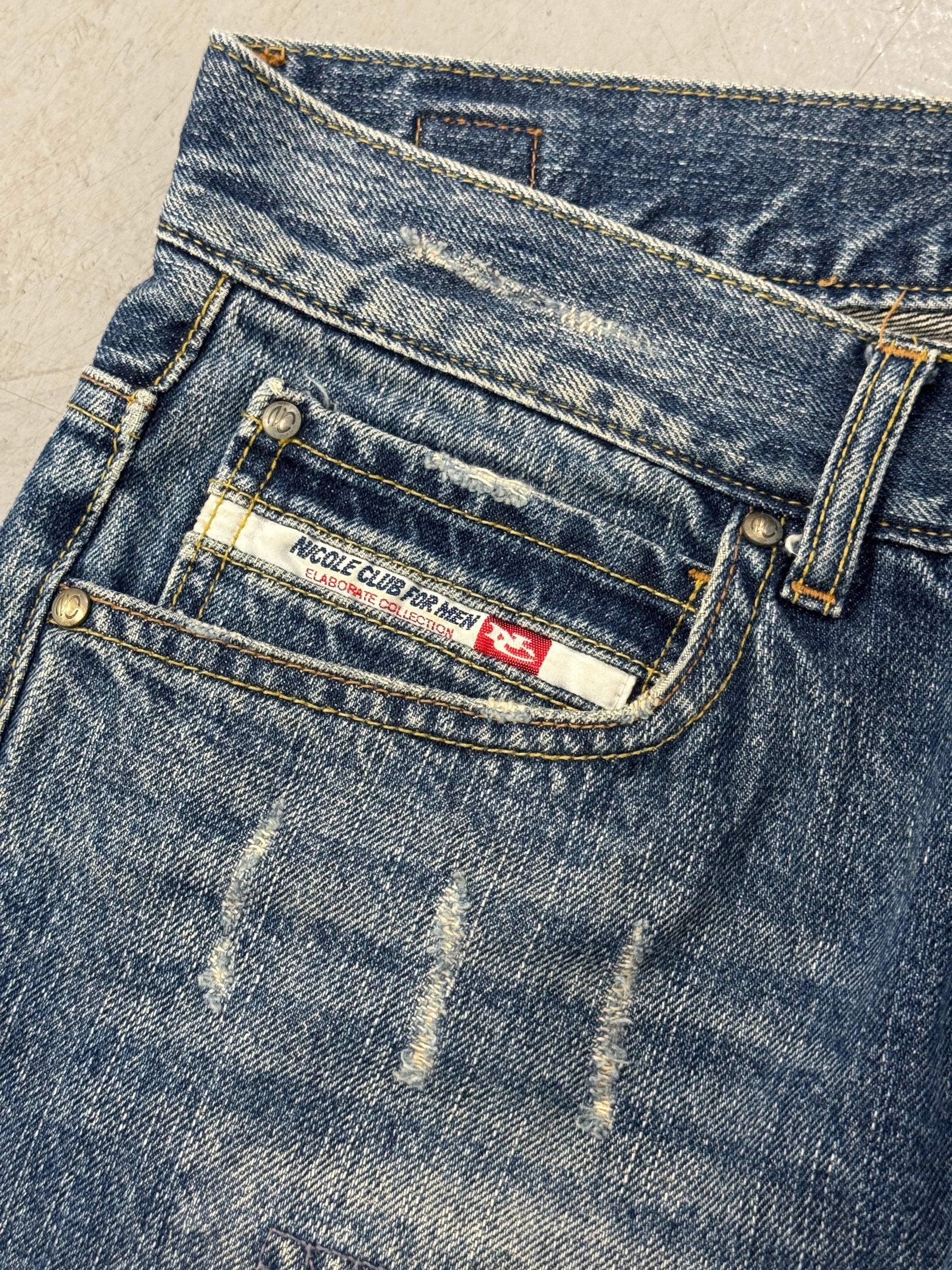 Nicole Club For Men Distressed Straight Leg Denim w/ Camo [32]