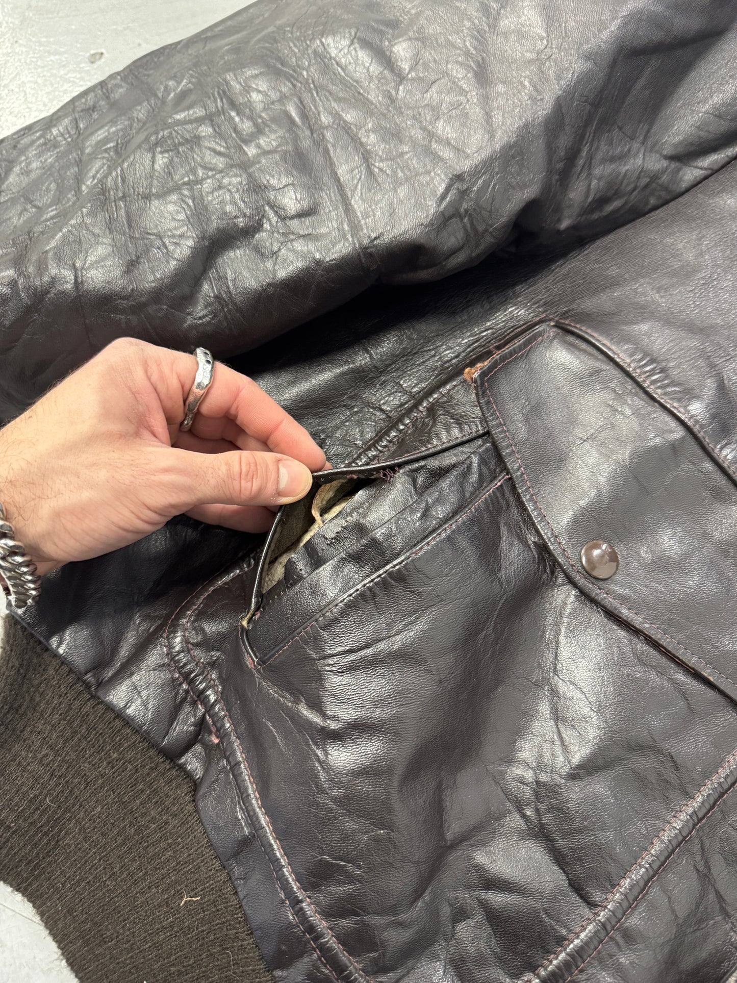 1980s Brown Leather B-15 Jacket [XL / 52]