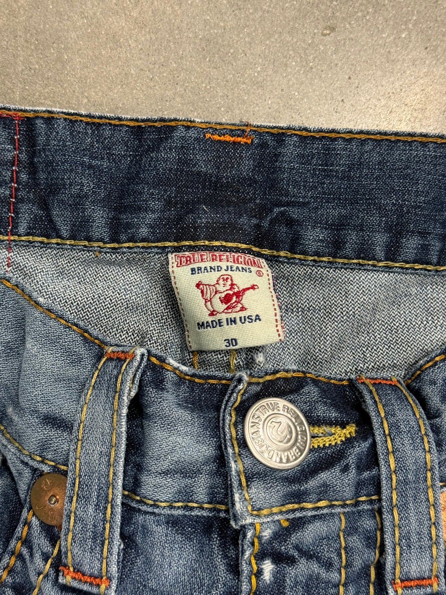 Vintage Y2K True Religion Baggy Rainbow Ricky Cut Jeans [34x35]