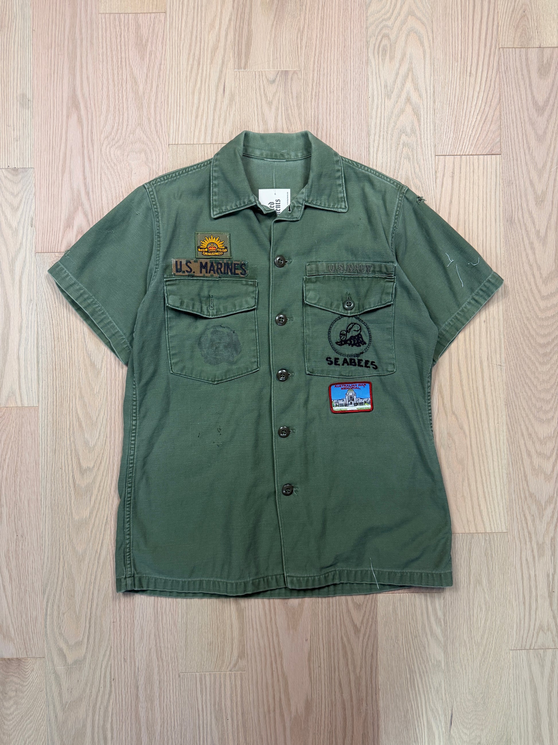 1960s OG-107 Sateen Cotton Shirt w/ Patches