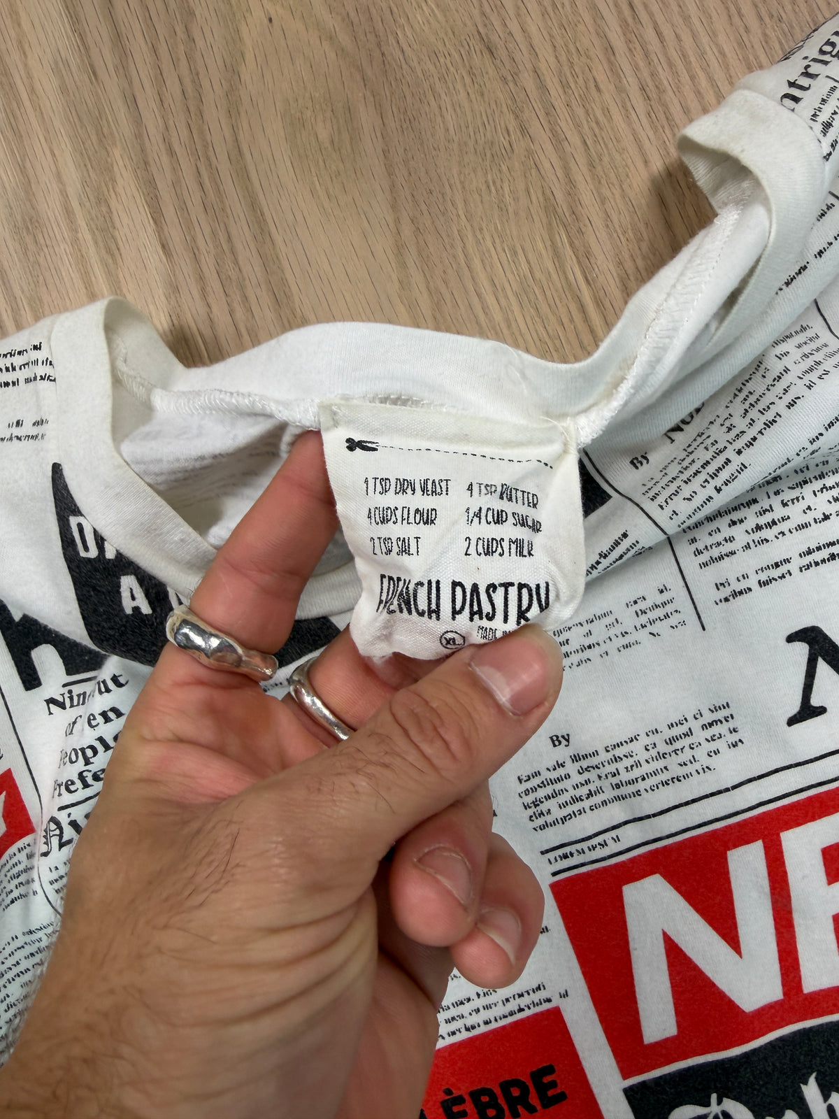 2000s Newspaper Print T-Shirt [S/M]