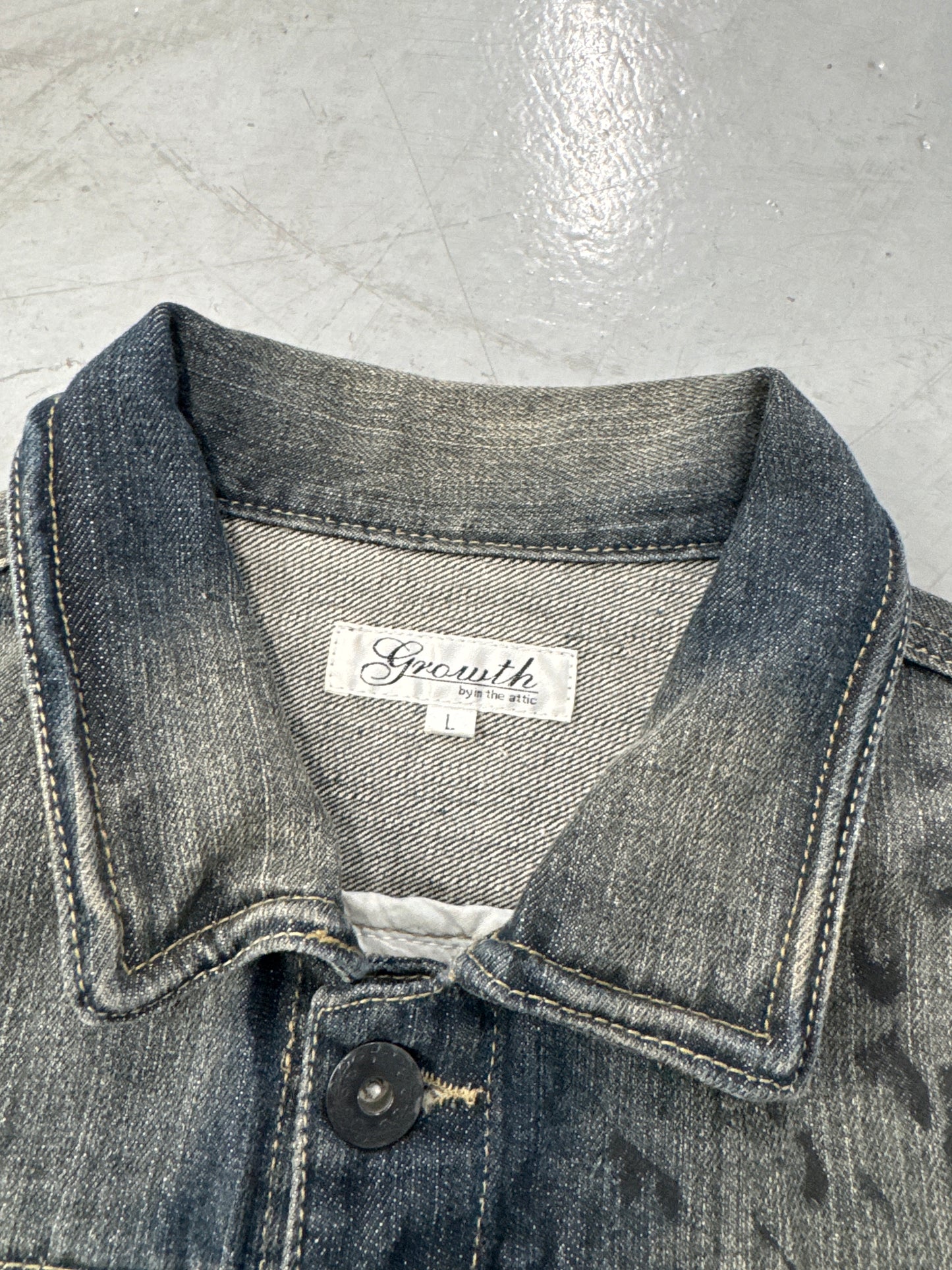 Growth by In The Attic Faded Cheetah Print Denim Jacket [L]