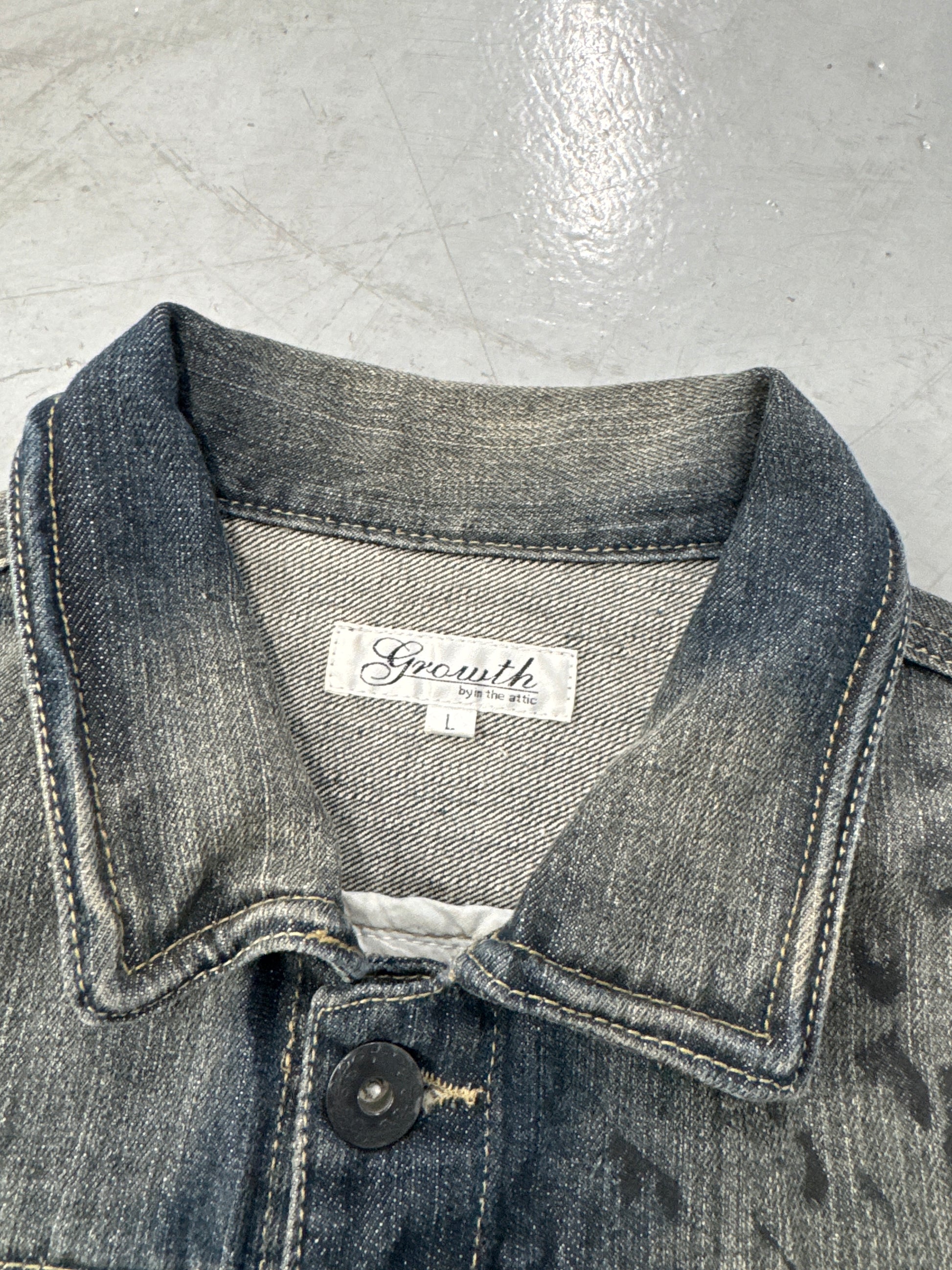 Growth by In The Attic Faded Cheetah Print Denim Jacket [L]