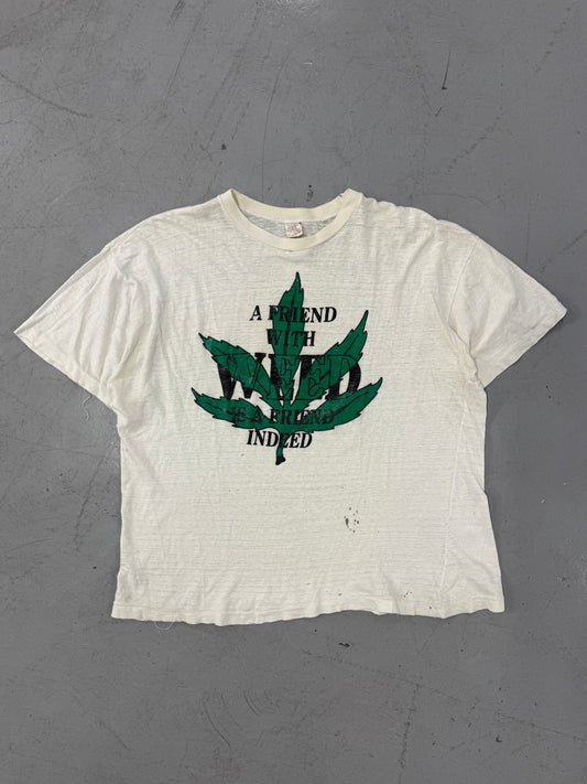 1990s Distressed Weed T-Shirt [L]