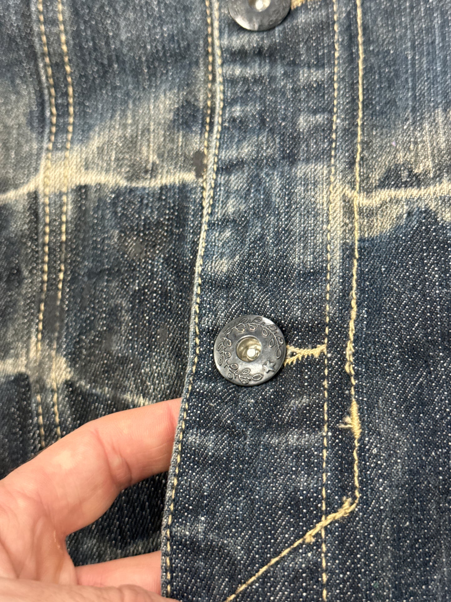 Growth by In The Attic Faded Cheetah Print Denim Jacket [L]