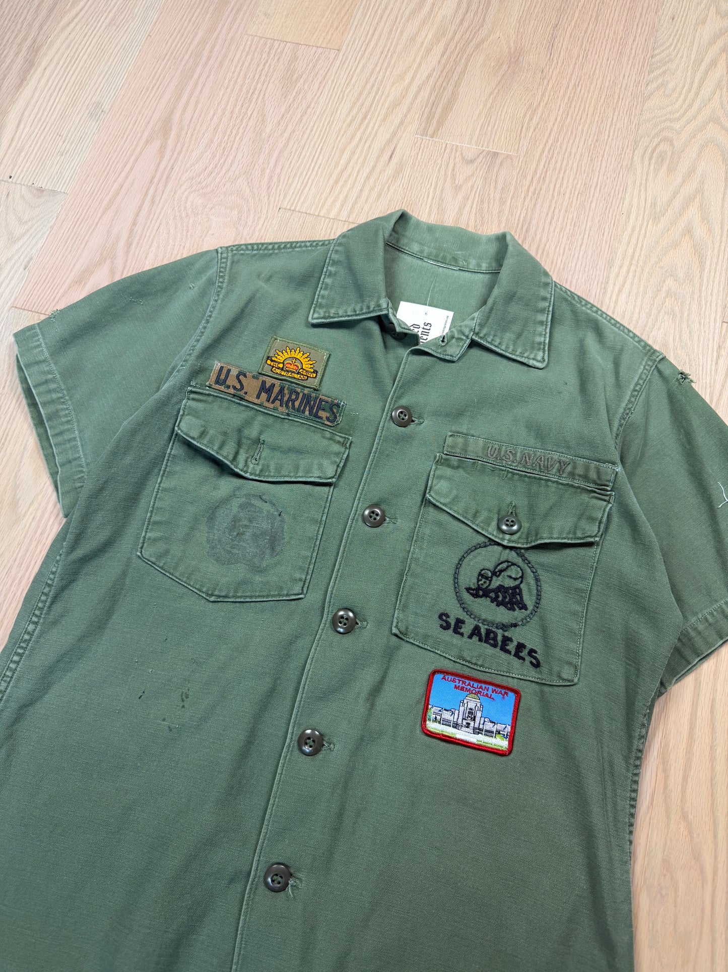 1960s OG-107 Sateen Cotton Shirt w/ Patches