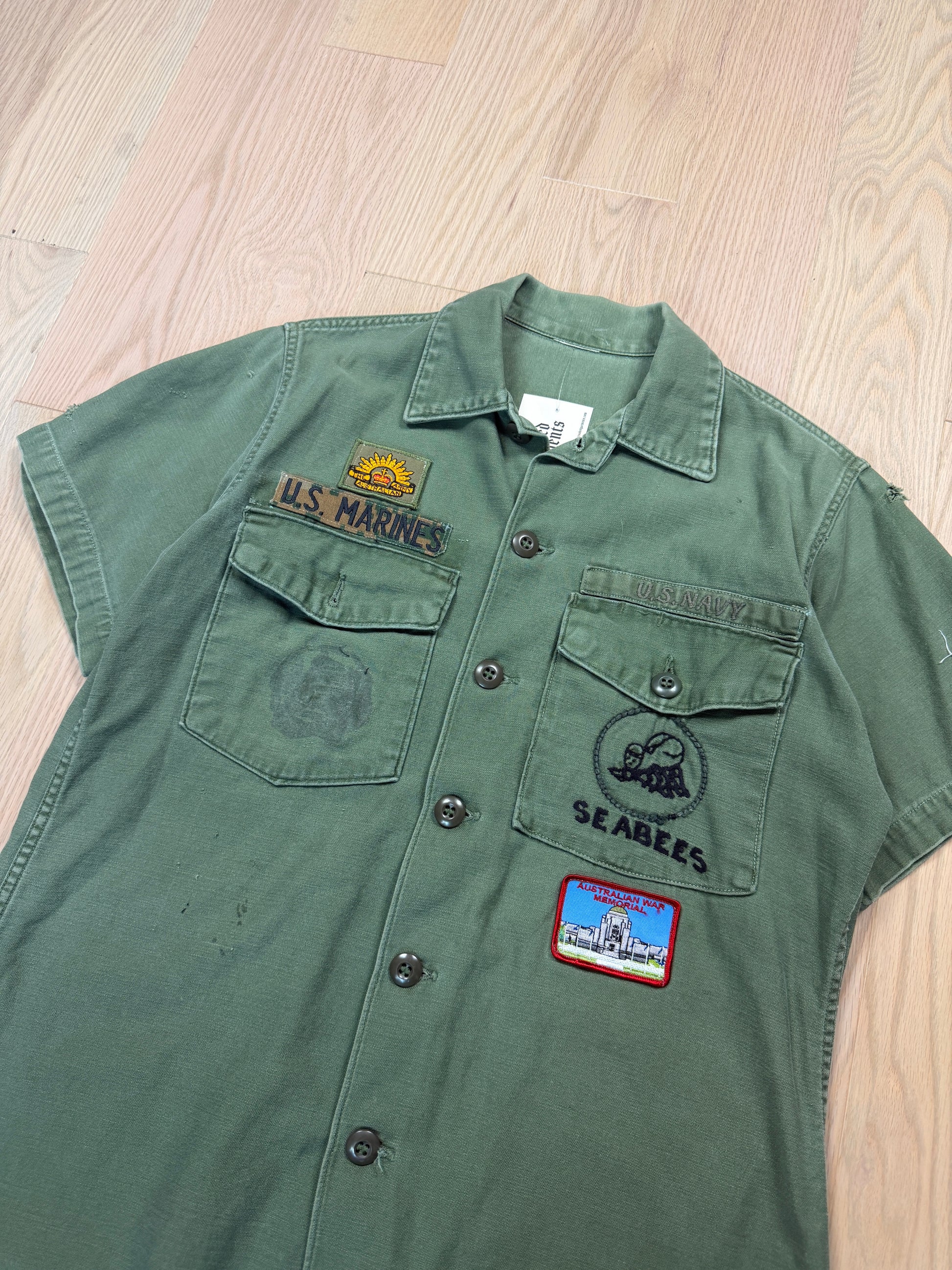 1960s OG-107 Sateen Cotton Shirt w/ Patches