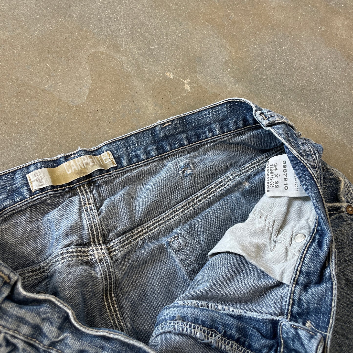 Y2K Distressed Lee Dungarees Carpenter Denim [34x32]