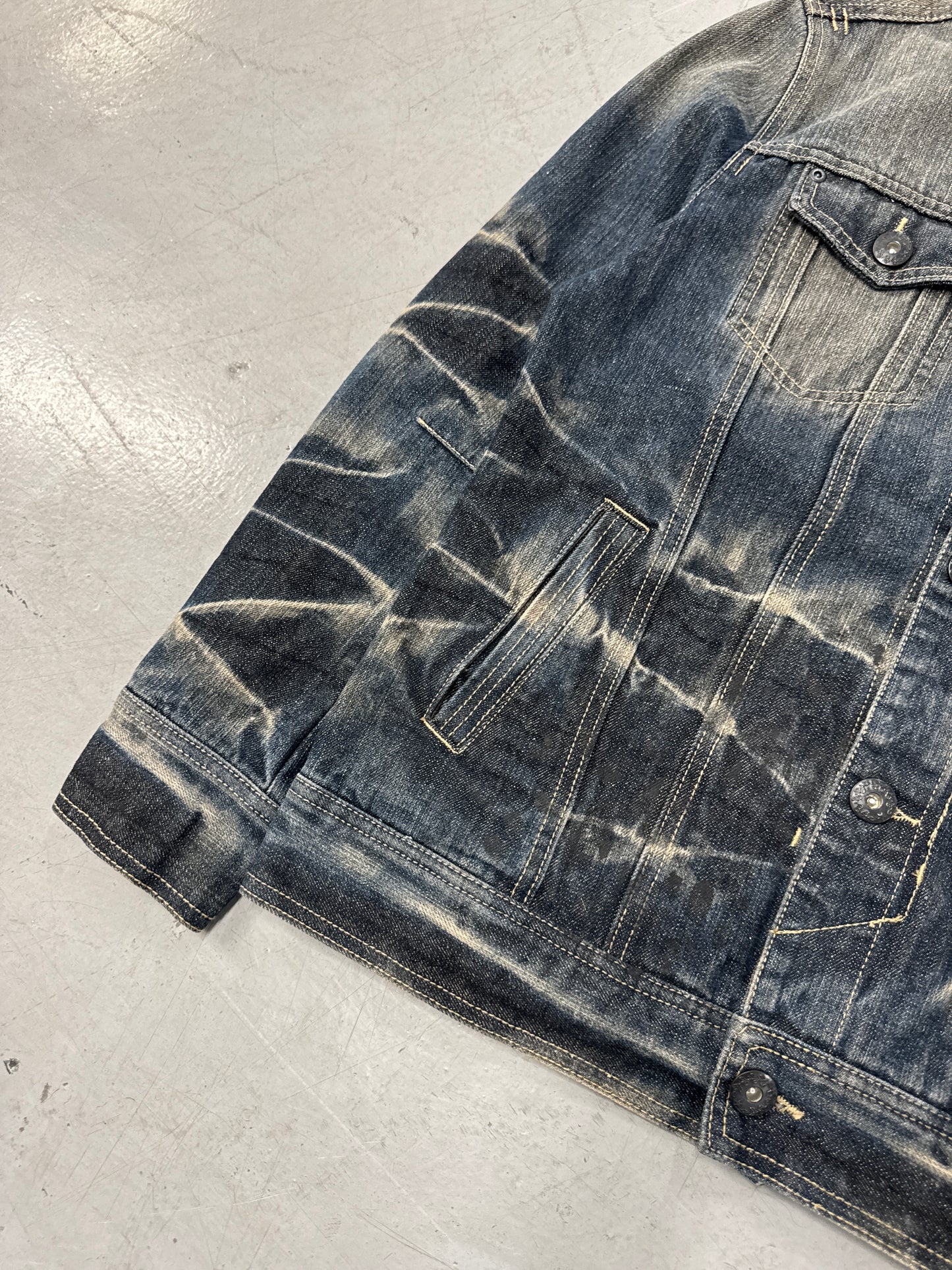 Growth by In The Attic Faded Cheetah Print Denim Jacket [L]