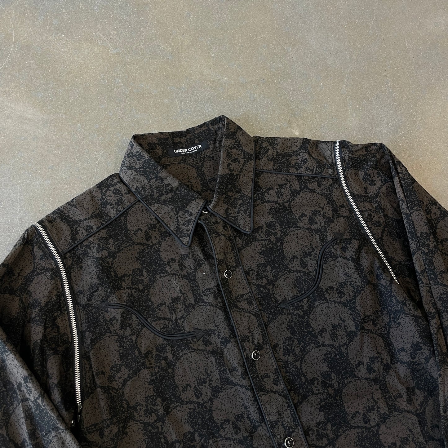 SS96 Undercover Skull Print Zip-Off Button-Up Shirt [M/L]