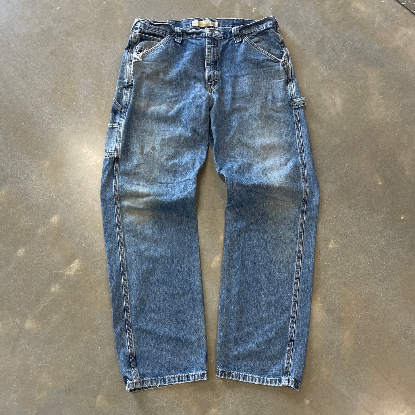Y2K Distressed Lee Dungarees Carpenter Denim [34x32]