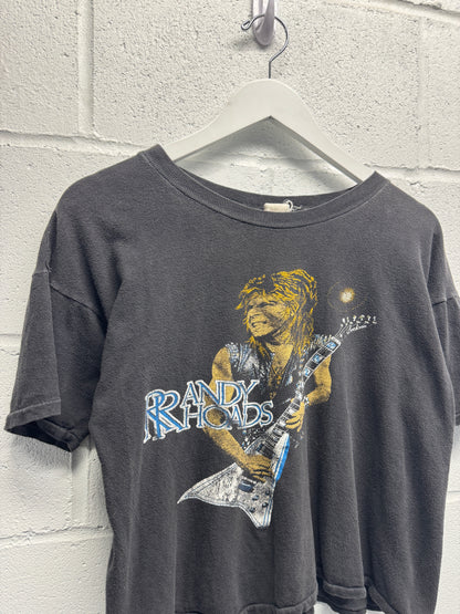 1980s Randy Rhoades Cropped Band T-Shirt [S/M]
