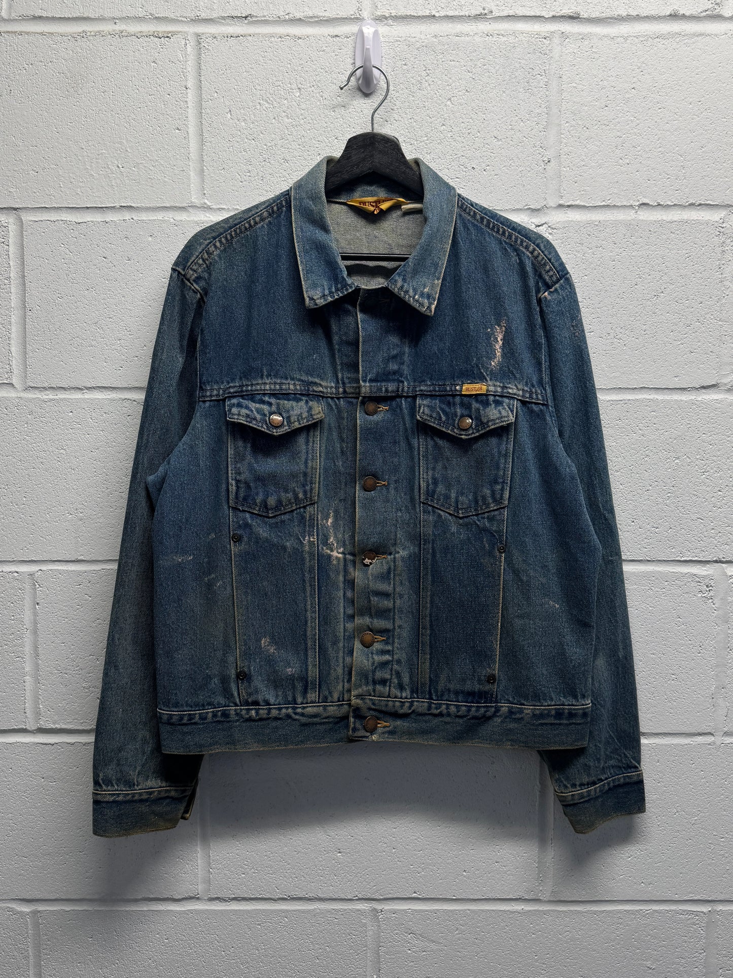 1980s Distressed Rustler Denim Trucker Jacket [L]