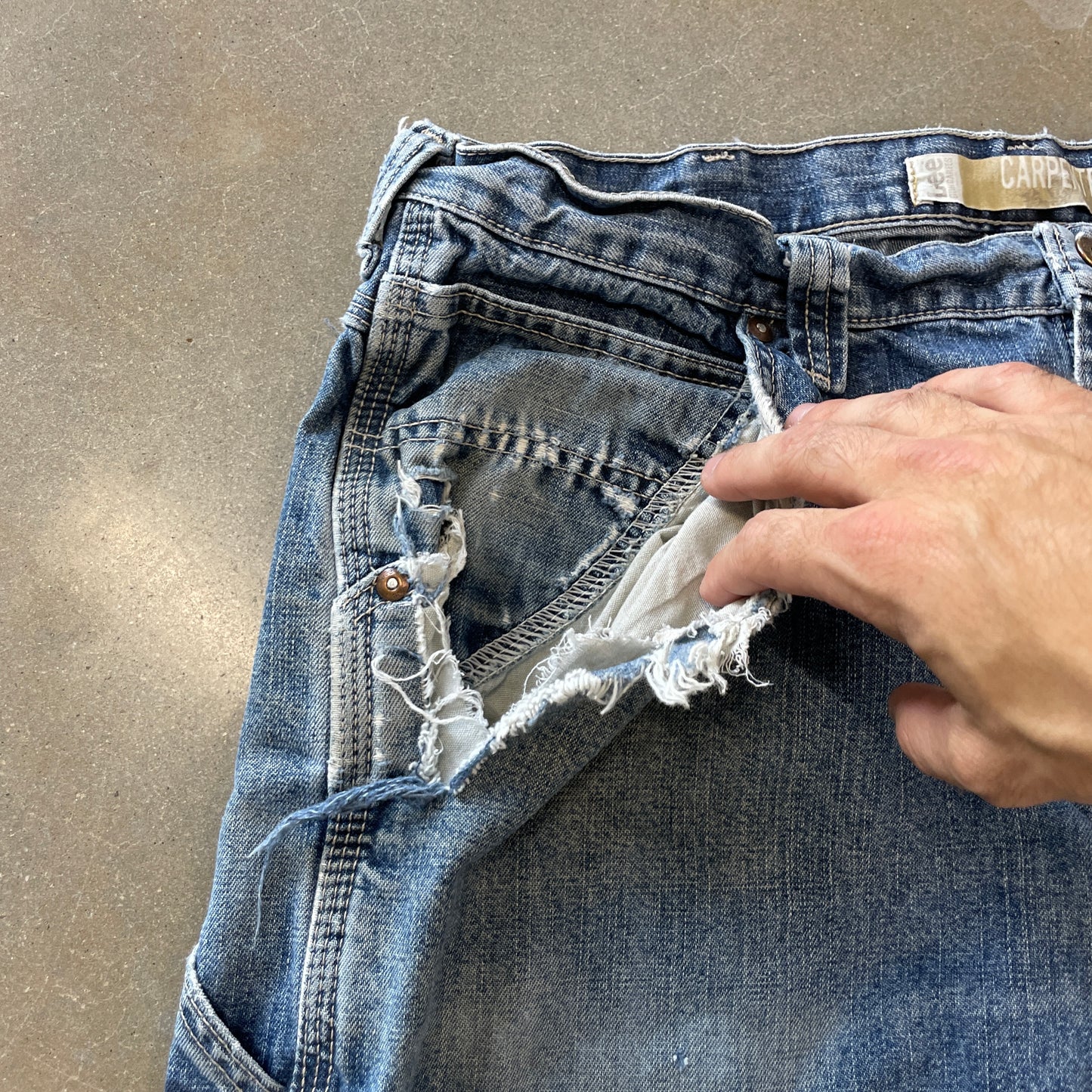 Y2K Distressed Lee Dungarees Carpenter Denim [34x32]