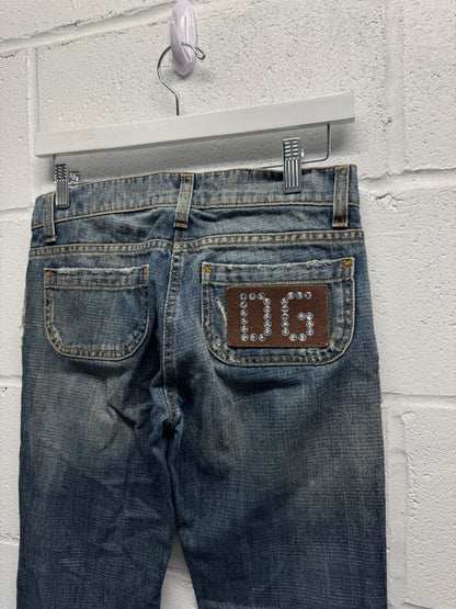 Y2K 2000s Dolce&Gabbana Rhinestone Low Rise Flared Jeans [28]