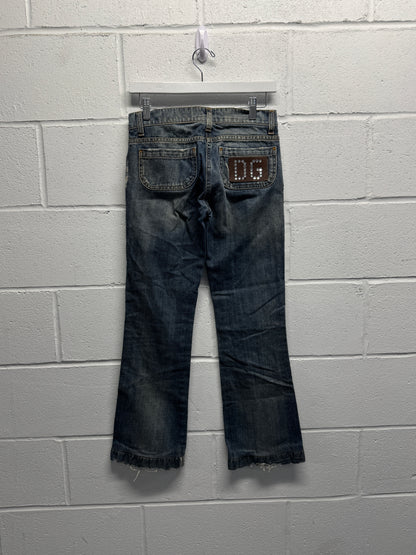 Y2K 2000s Dolce&Gabbana Rhinestone Low Rise Flared Jeans [28]