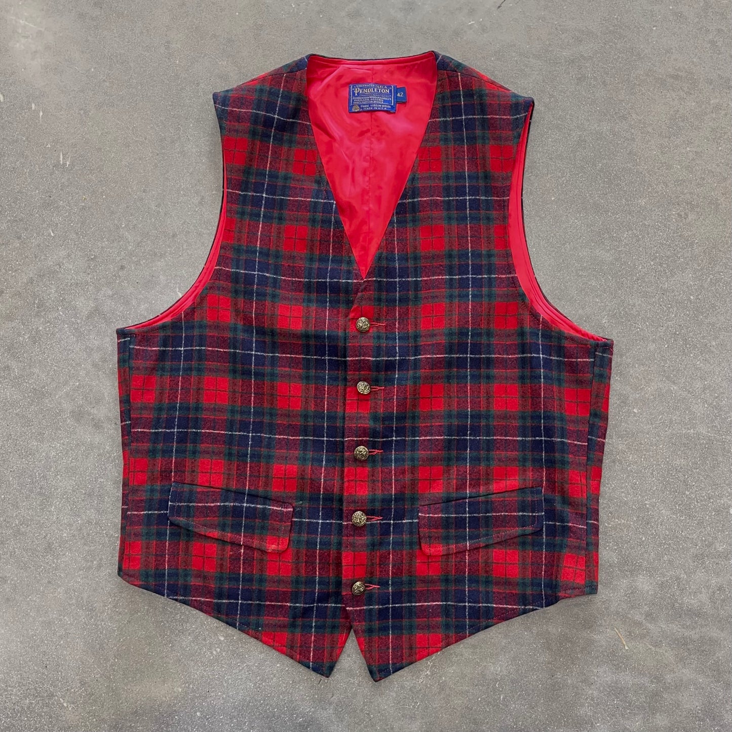 1970s Pendleton Tartan Plaid Vest [L]