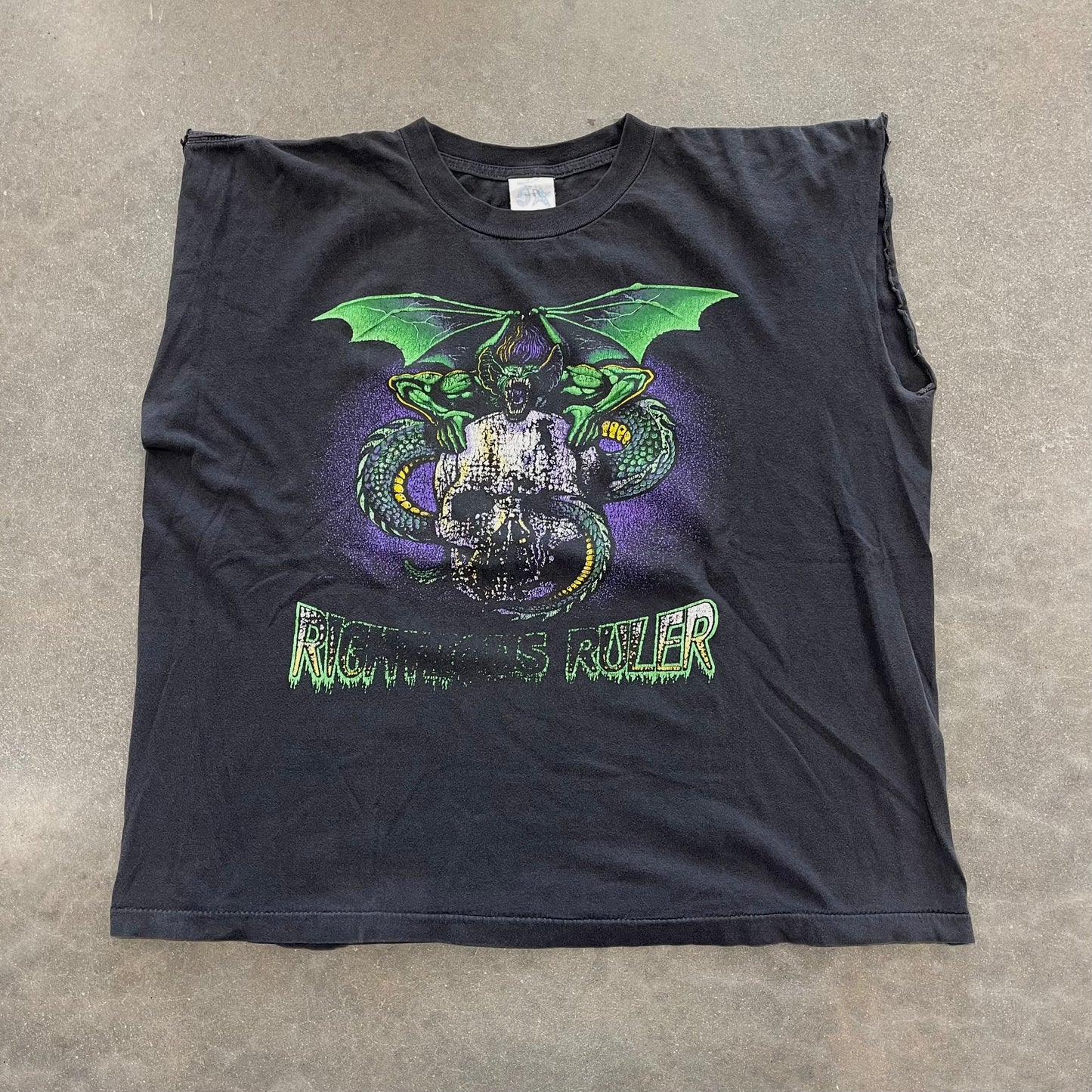 1990s Distressed Righteous Ruler Cut-Off T-Shirt [XL]