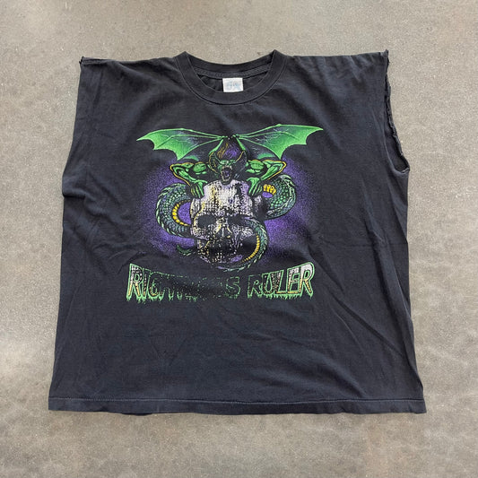 1990s Distressed Righteous Ruler Cut-Off T-Shirt [XL]