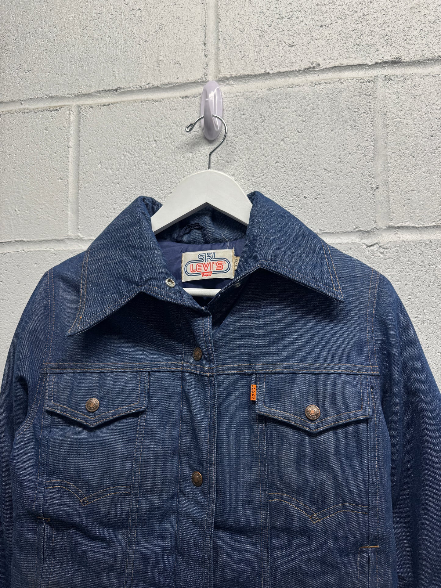 Vintage 1970s Damaged Levis Ski Orange Tab Goose Down Jacket [S/M]
