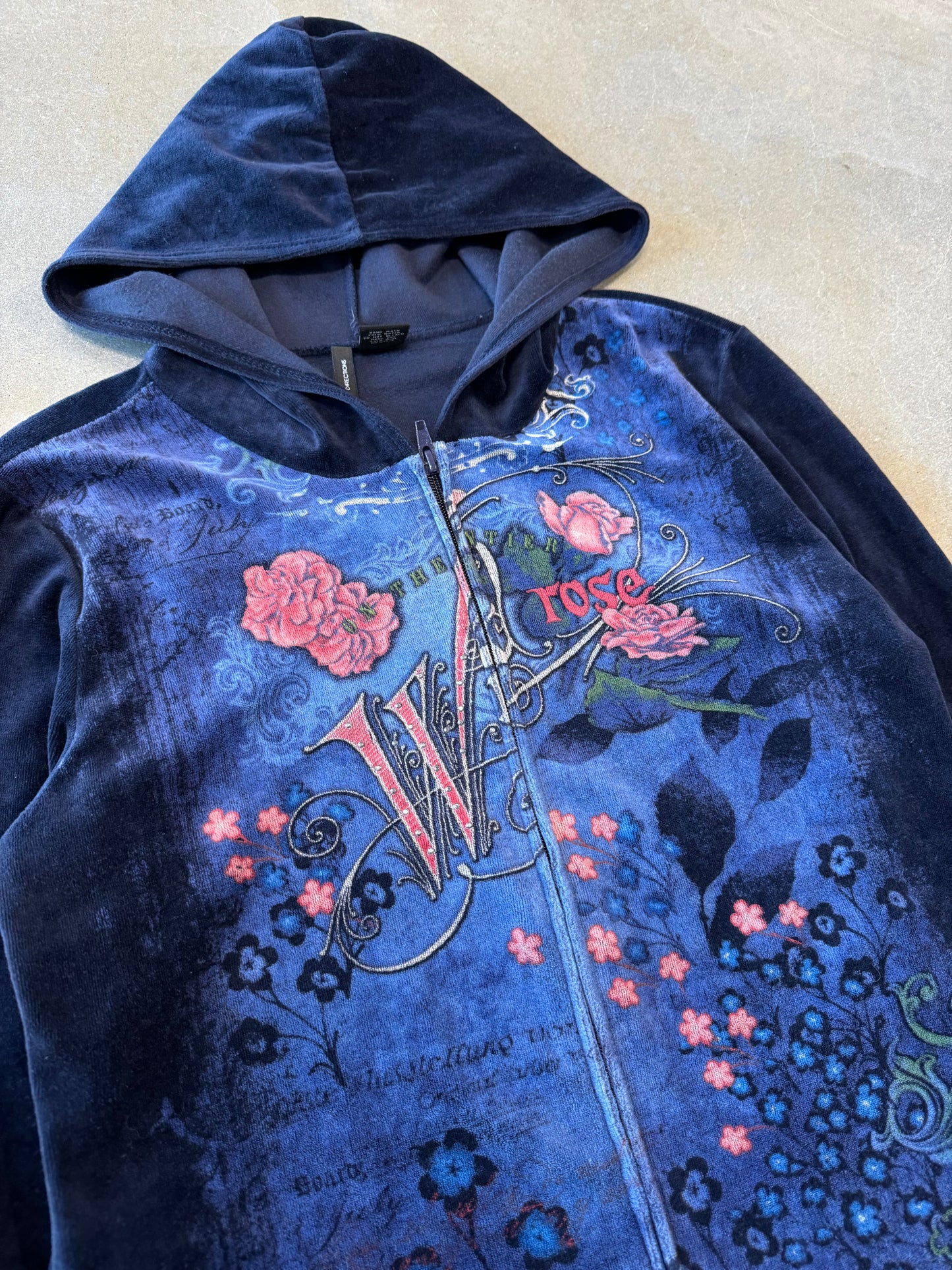 Vintage Y2K Velour Graphic Print Zip-Up (Juicy Couture-esque) [M]