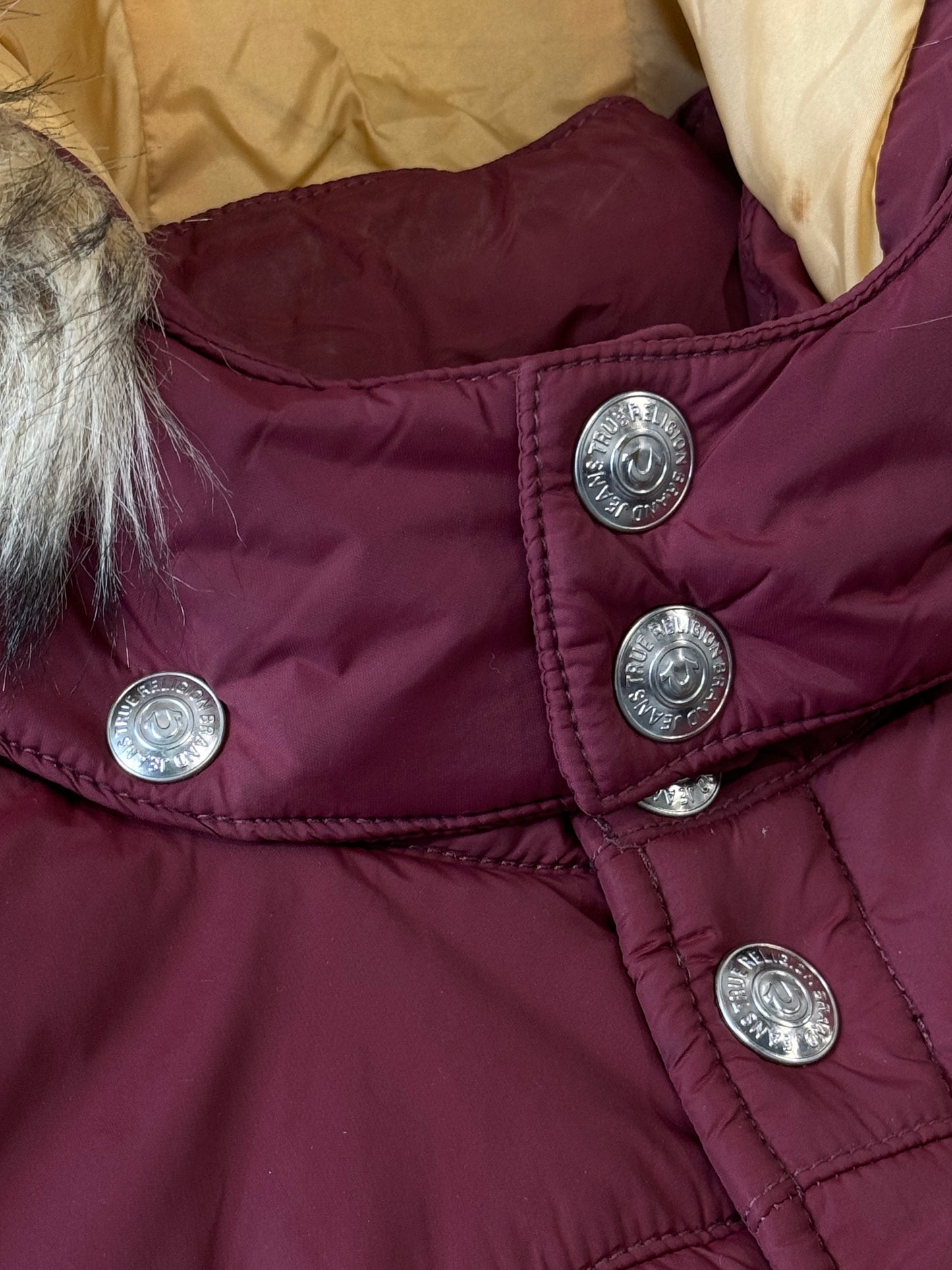 Vintage Y2K True Religion Fur Hooded Down Vest [L]