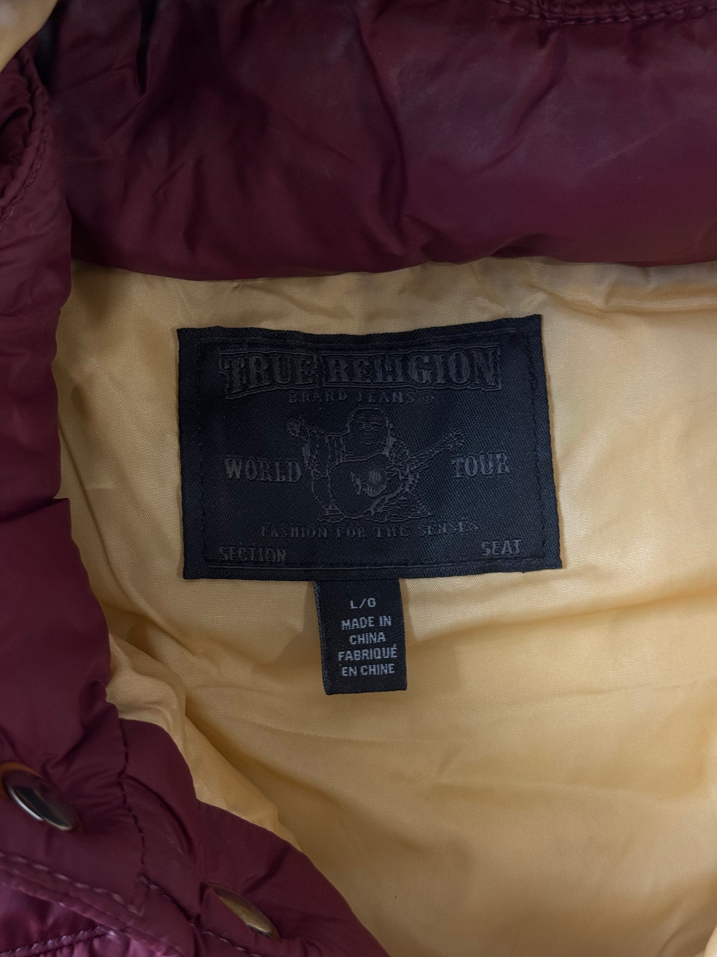 Vintage Y2K True Religion Fur Hooded Down Vest [L]