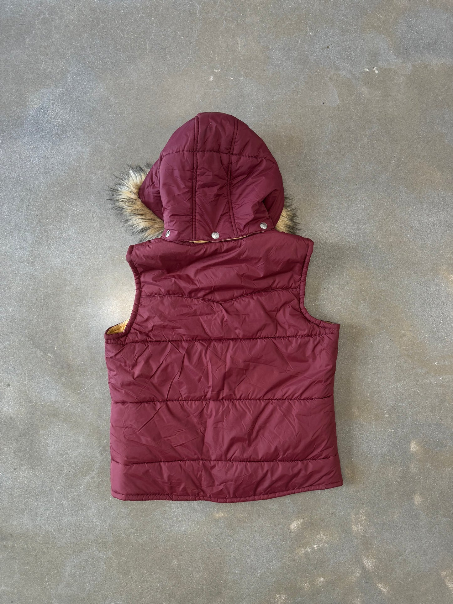 Vintage Y2K True Religion Fur Hooded Down Vest [L]