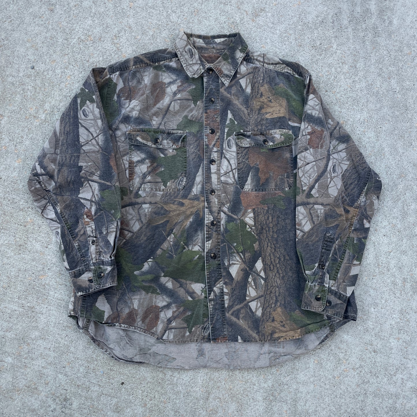 Y2K Woodland Camo Button-Up Shirt [XL]