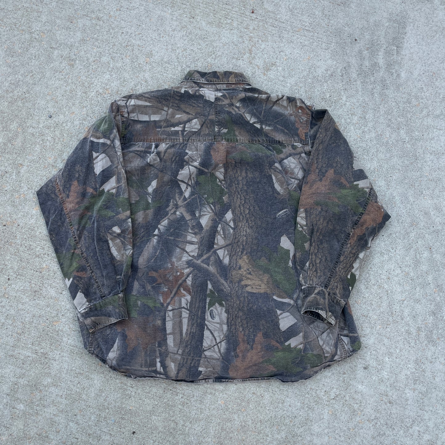 Y2K Woodland Camo Button-Up Shirt [XL]