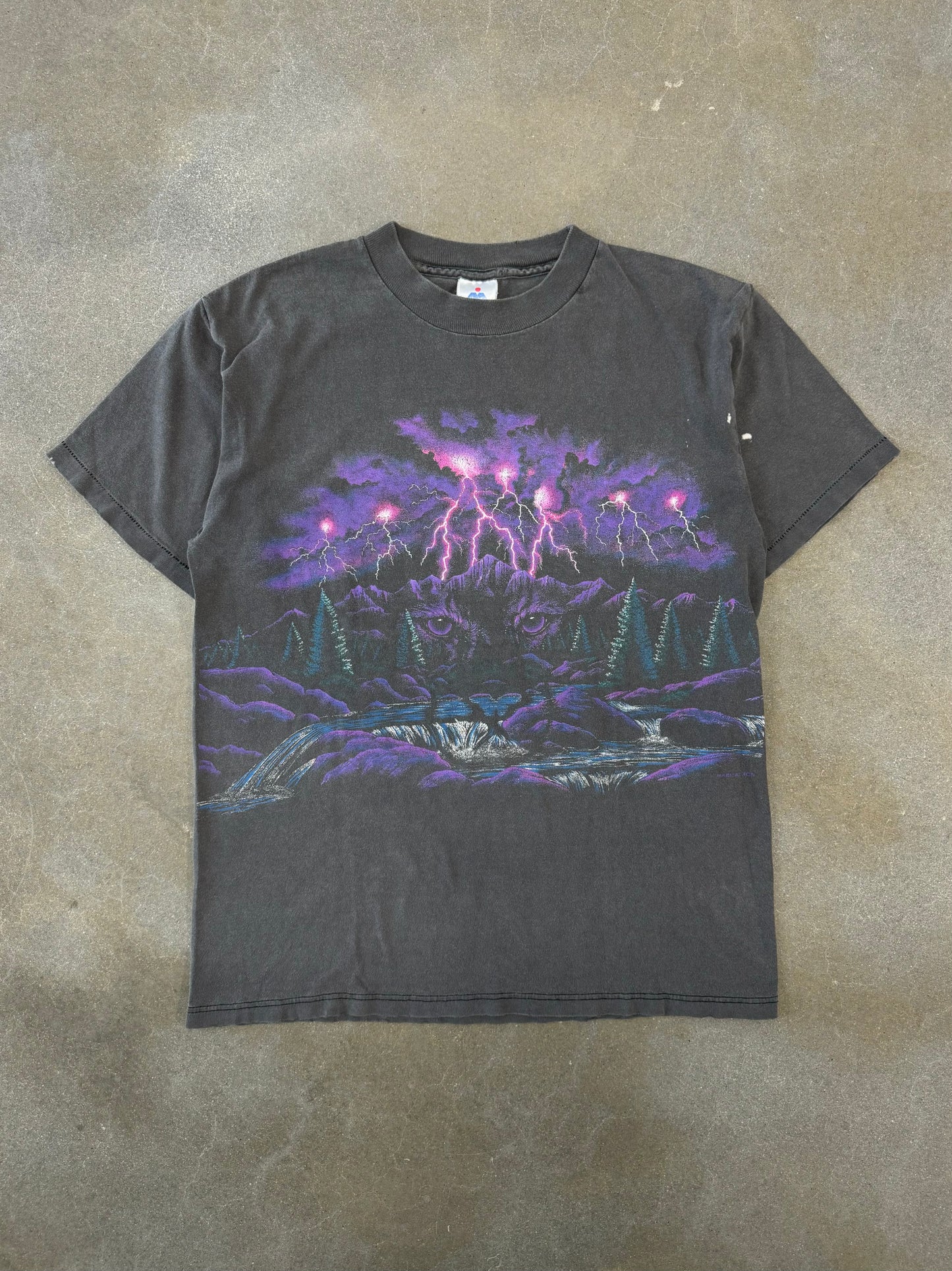 Vintage 1990s Lightning Bobcat AOP T-Shirt [M]