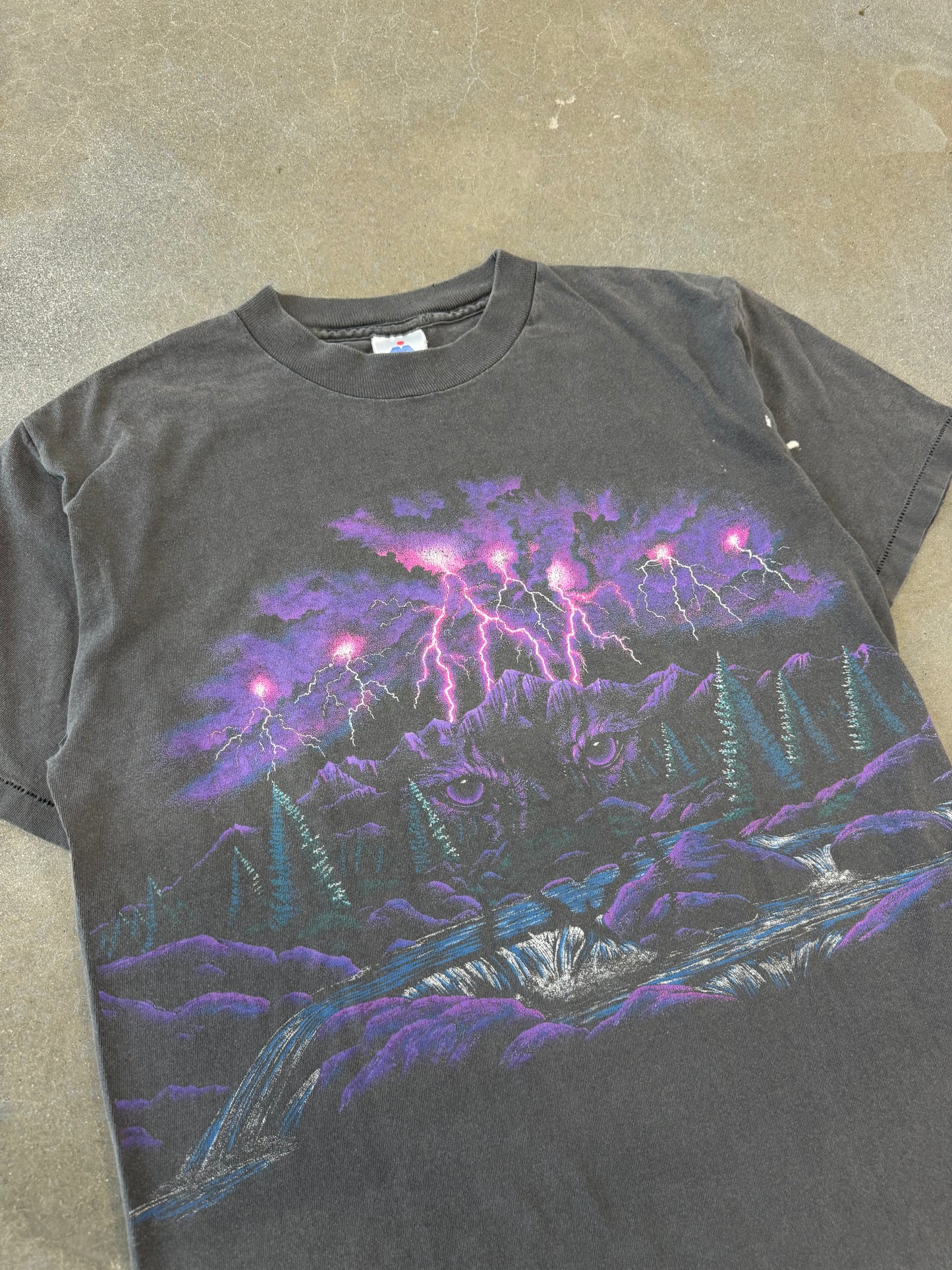 Vintage 1990s Lightning Bobcat AOP T-Shirt [M]