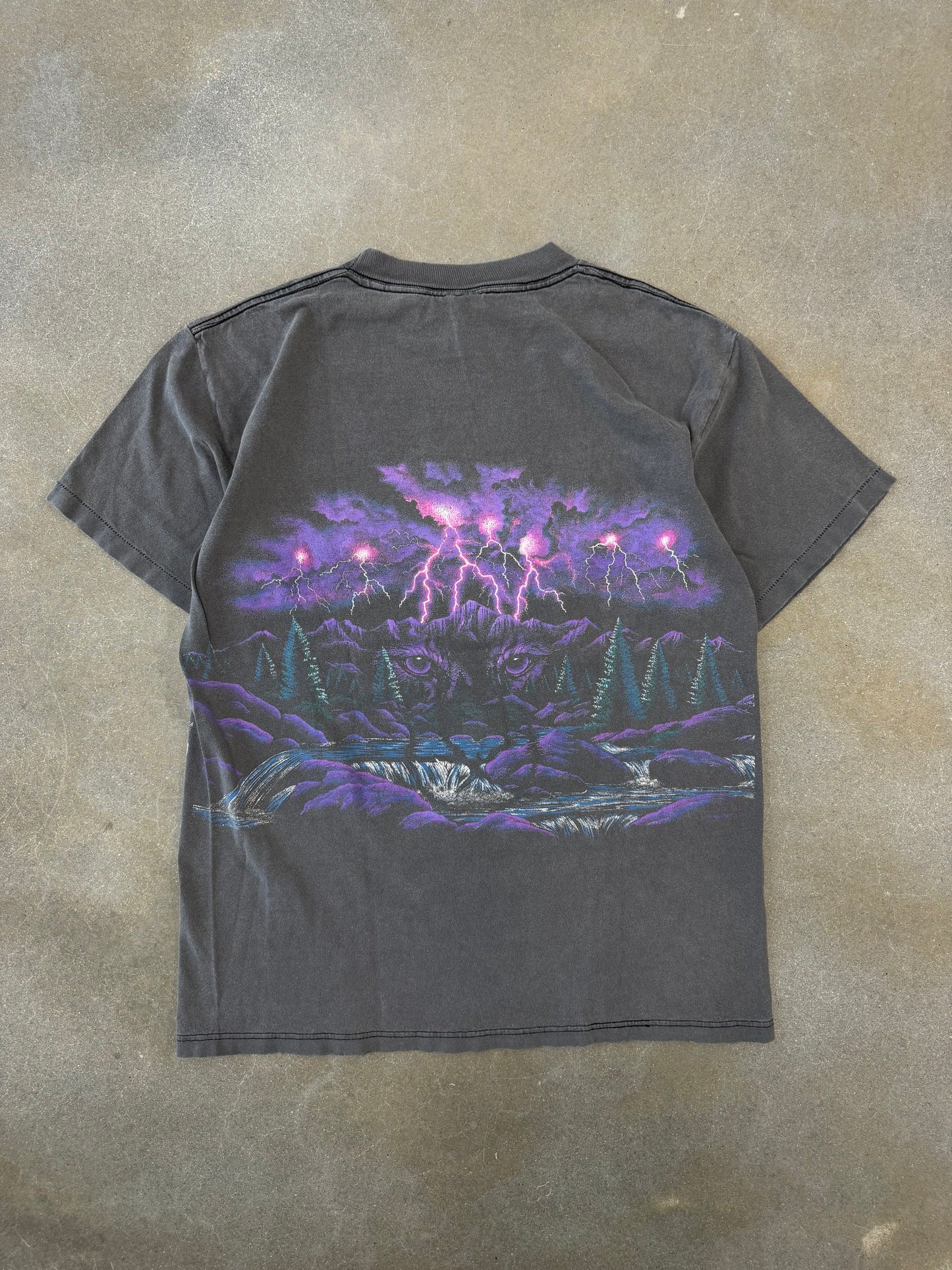 Vintage 1990s Lightning Bobcat AOP T-Shirt [M]